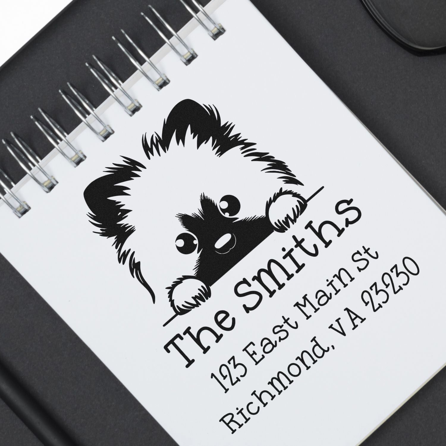 Wood Handle Keeshond Puppy Customized Mailing Address Stamp - Engineer Seal Stamps