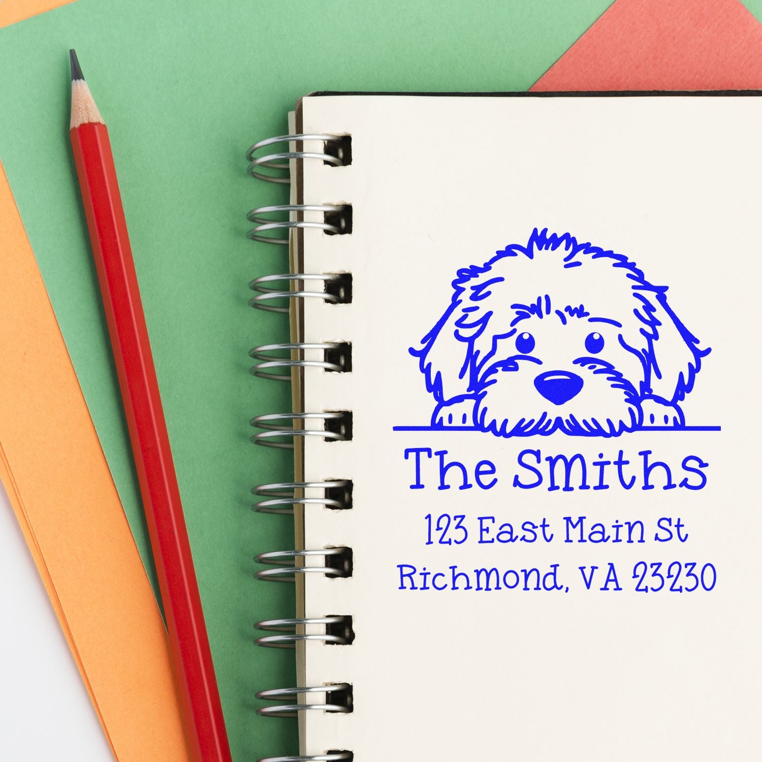 Slim Labradoodle Personalized House Address Stamp - Engineer Seal Stamps