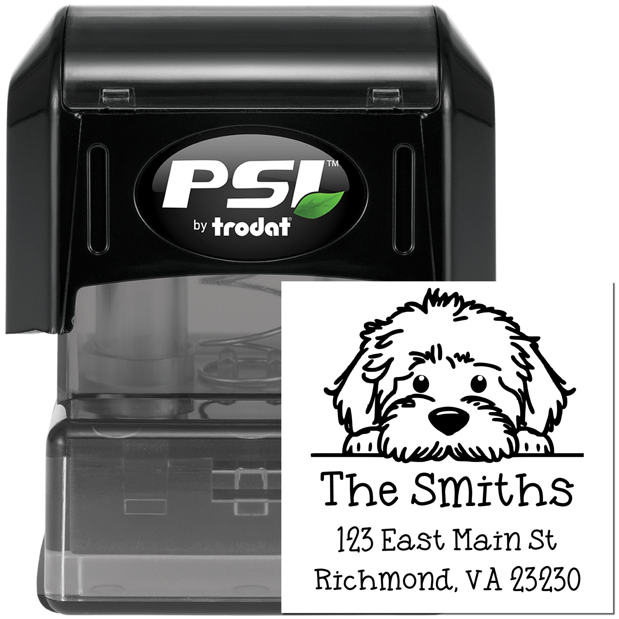 PSI Pre-Inked Labradoodle Puppy Dog Home Address Stamp - Engineer Seal Stamps