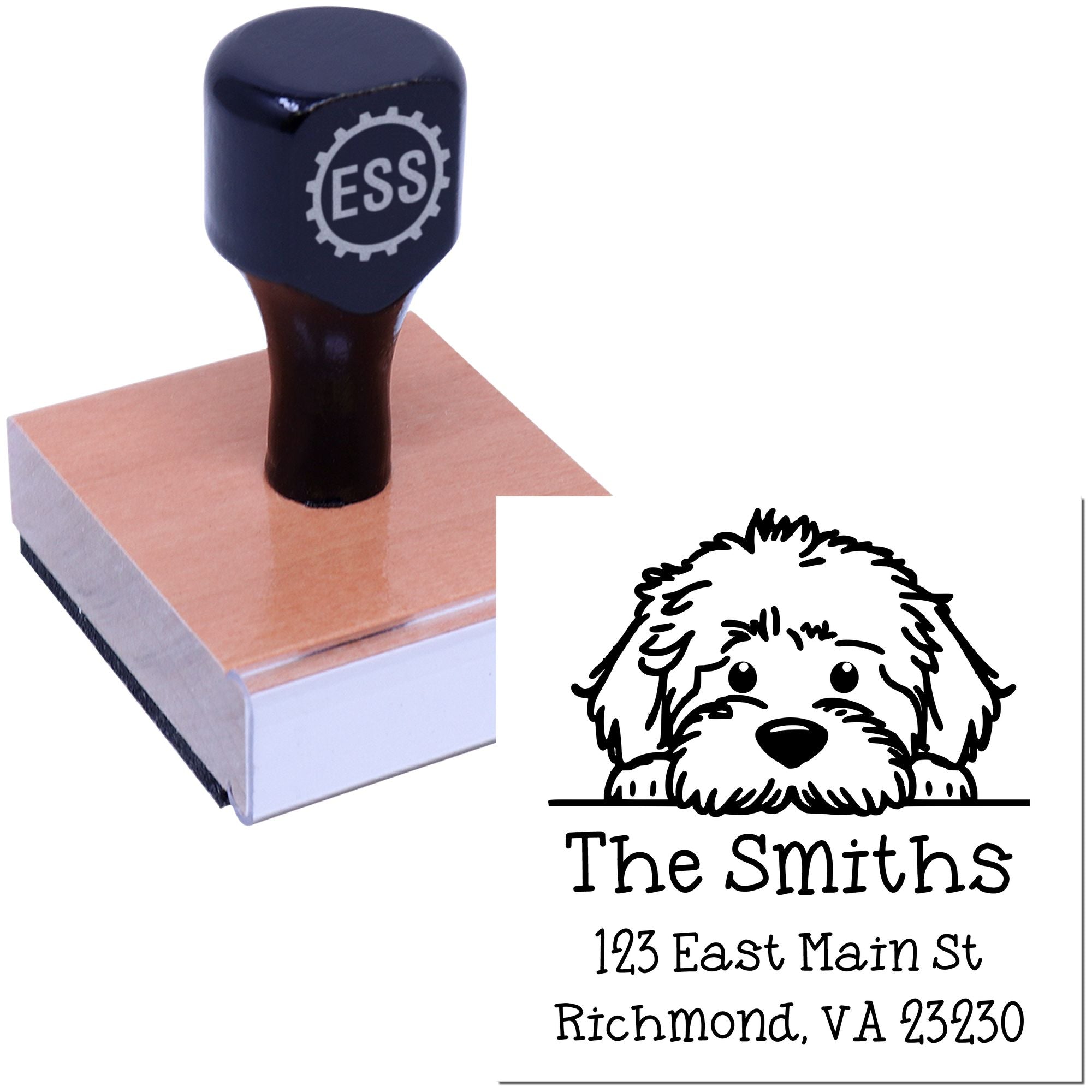 Wood Handle Labradoodle Puppy Customized New Address Stamp - Engineer Seal Stamps
