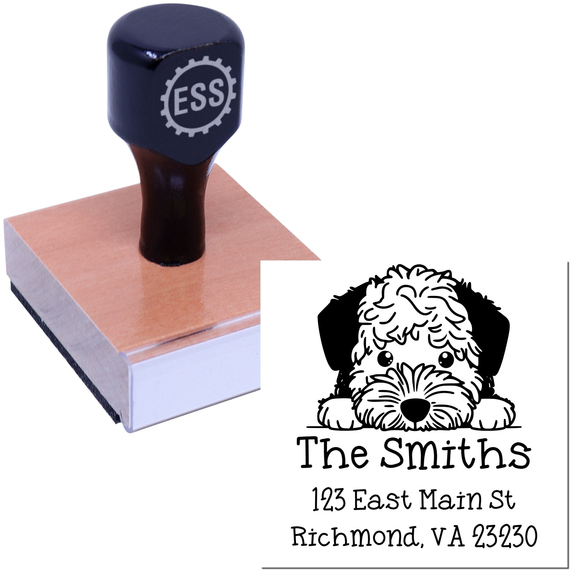 Wood Handle Lagotto Romagnolo Puppy Customized Mail Label Stamp - Engineer Seal Stamps