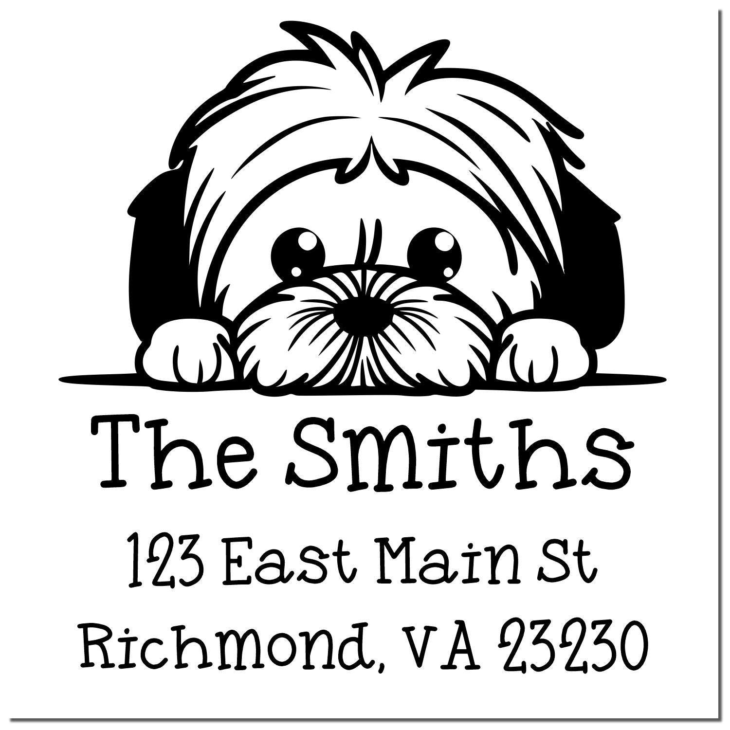 Self-Inking Lhasa Apso Peeking Puppy Custom Mail Label Stamp - Engineer Seal Stamps