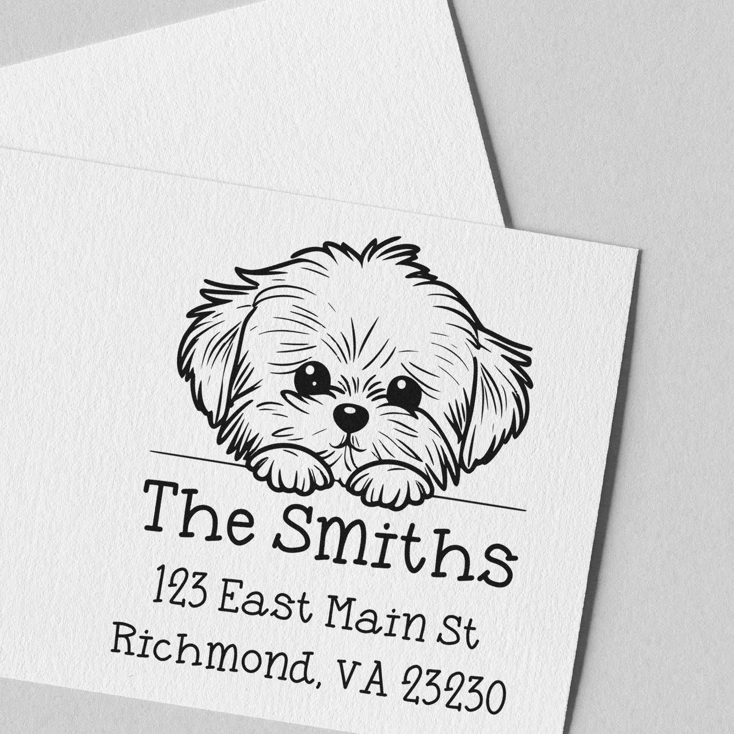 PSI Pre-Inked Maltese Puppy Dog Mail Label Stamp - Engineer Seal Stamps