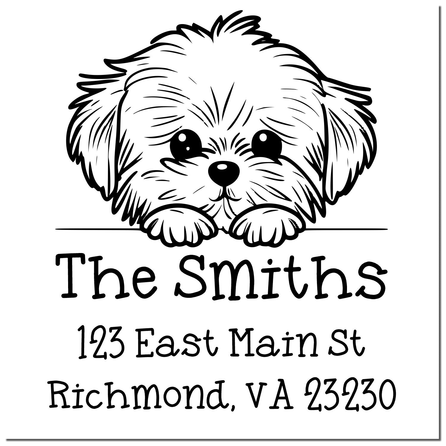 PSI Pre-Inked Maltese Puppy Dog Mail Label Stamp - Engineer Seal Stamps