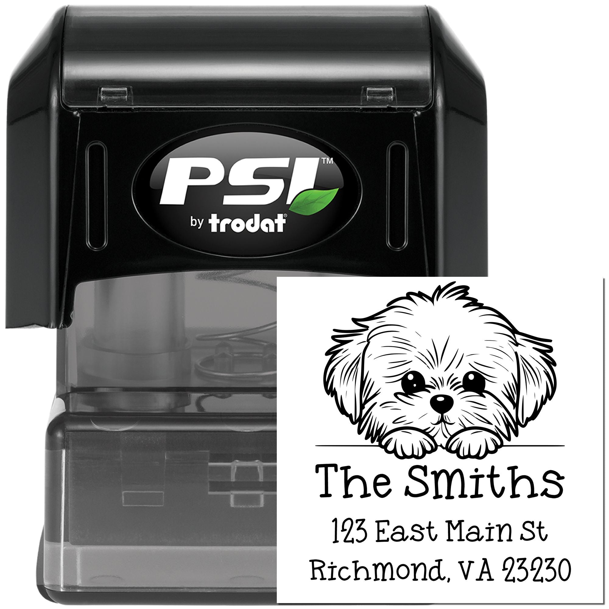 PSI Pre-Inked Maltese Puppy Dog Mail Label Stamp - Engineer Seal Stamps