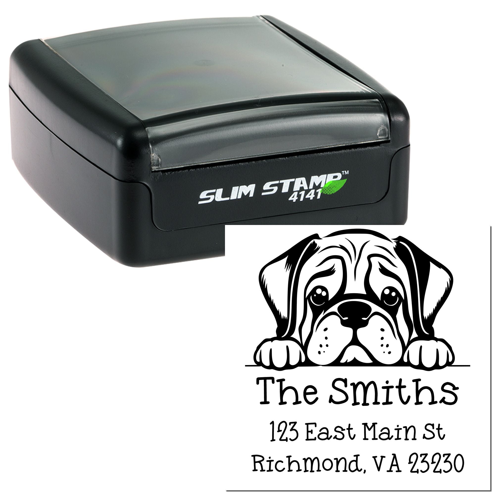 Slim Mastiff Personalized Mail Label Stamp - Engineer Seal Stamps