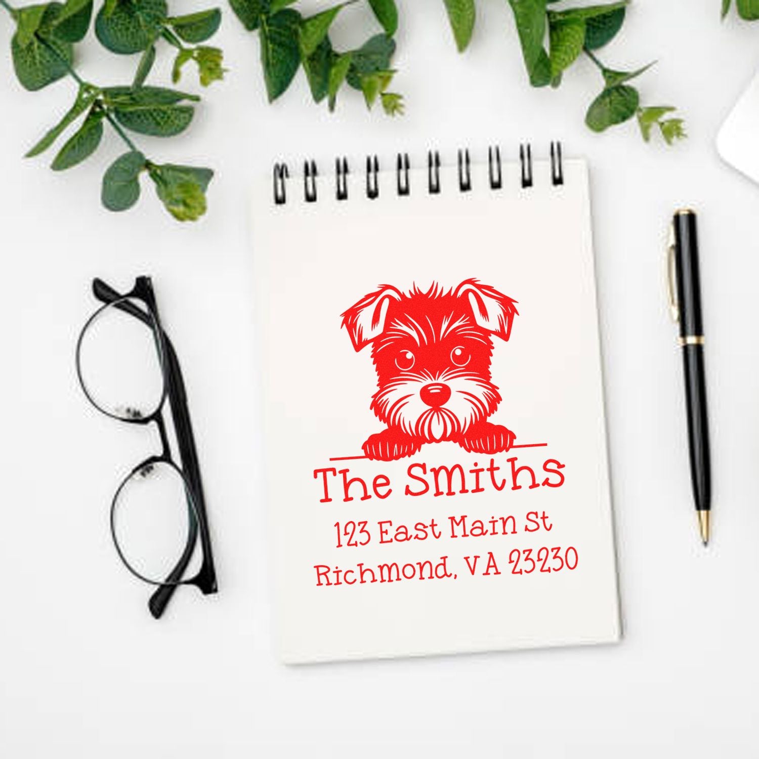 Slim Miniature Schnauzer Address Stamp - Engineer Seal Stamps