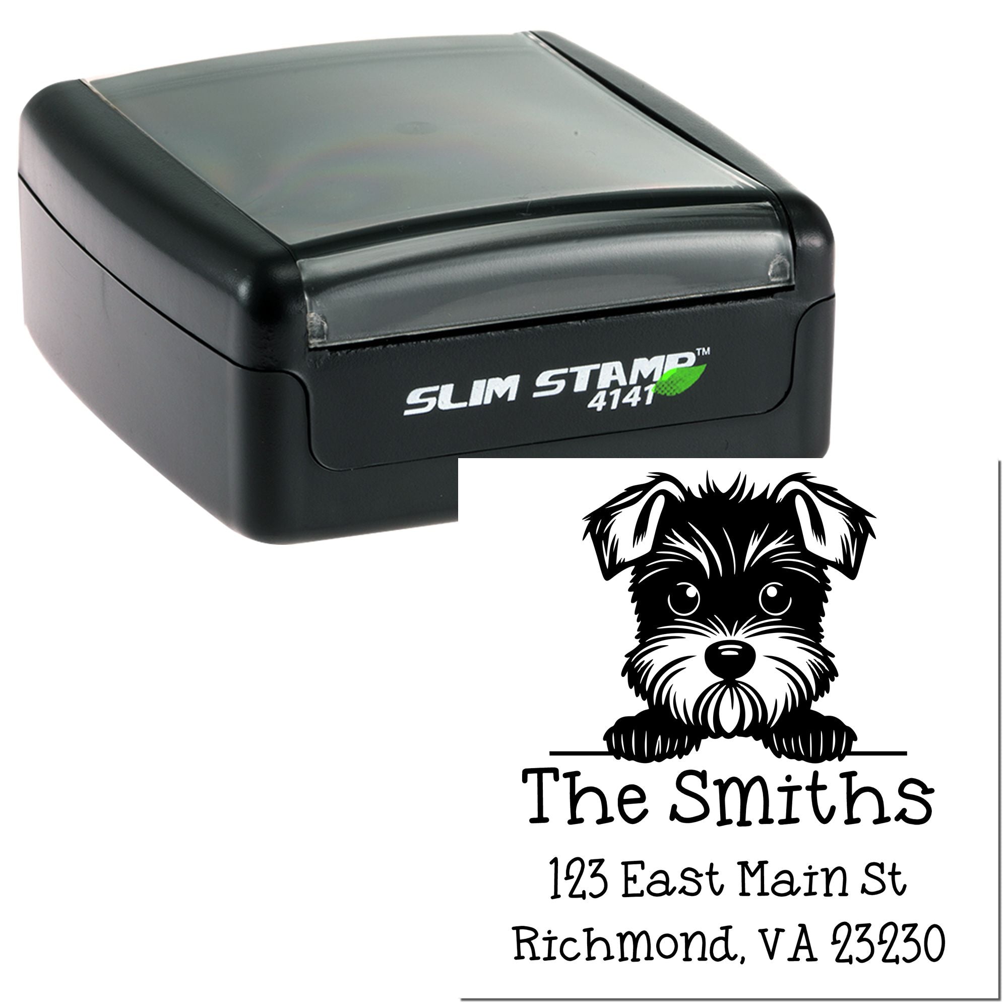 Slim Miniature Schnauzer Address Stamp - Engineer Seal Stamps