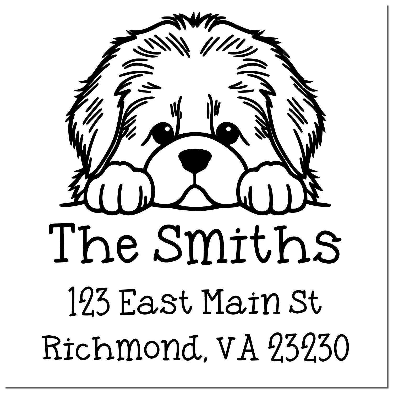 Wood Handle Newfoundland Puppy Personalized Mail Stamp - Engineer Seal Stamps