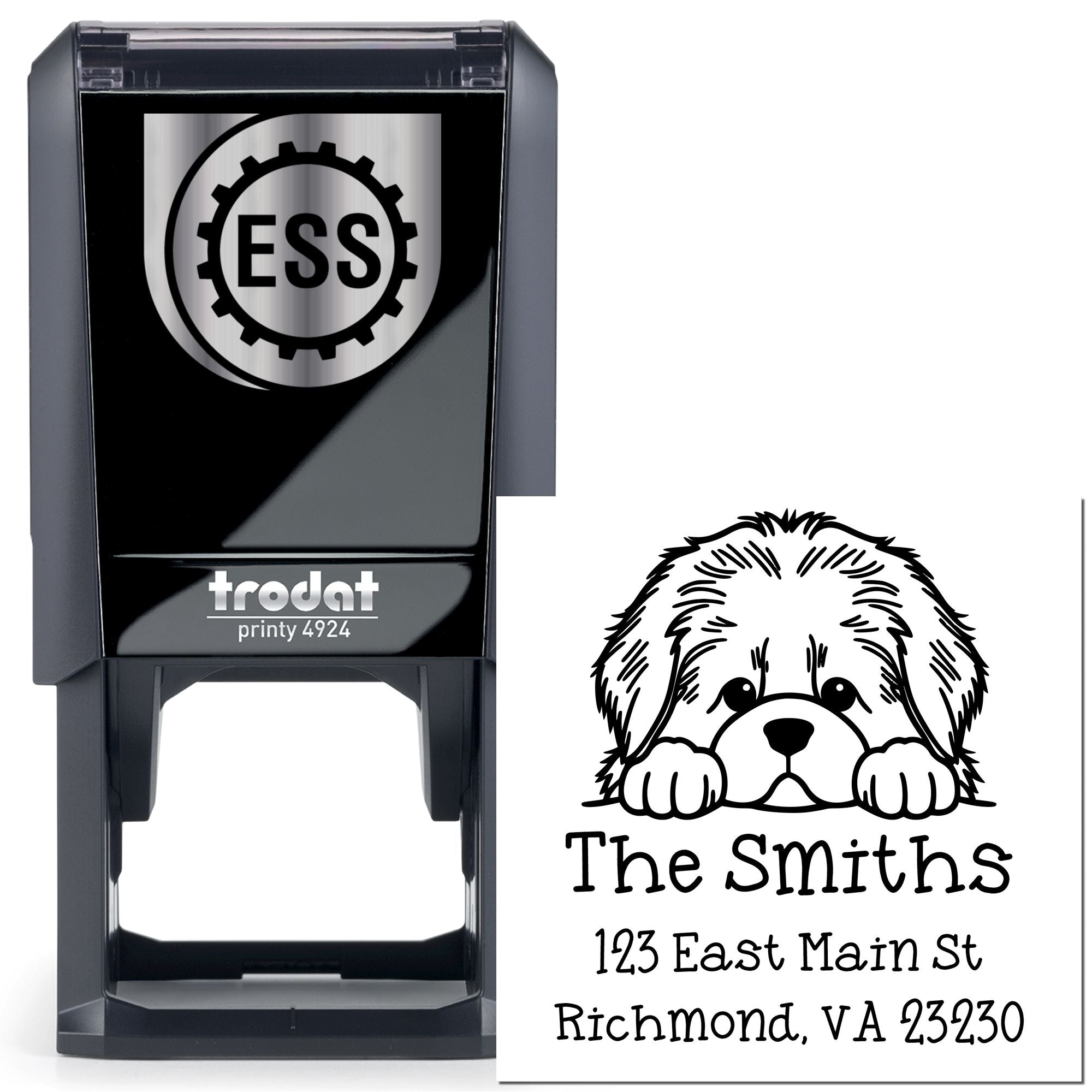 Self-Inking Newfoundland Peeking Puppy Customized Mailing Stamp - Engineer Seal Stamps