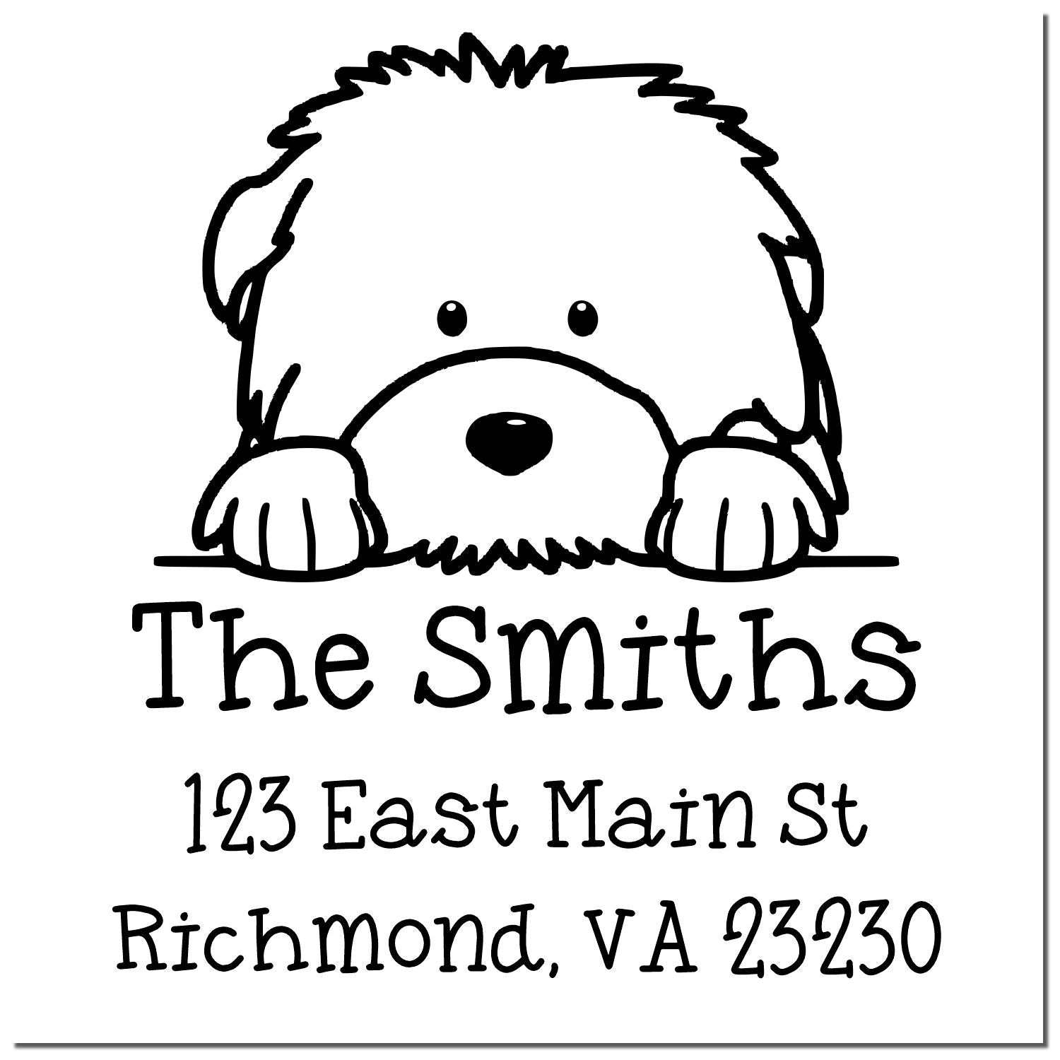 Self-Inking Old English Sheepdog Peeking Puppy Customized Home Address Stamp - Engineer Seal Stamps