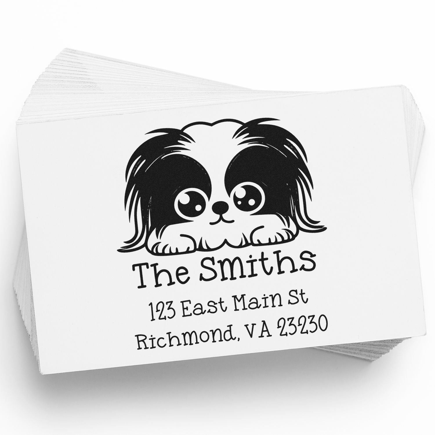 Wood Handle Pekingese Puppy Personalized Mailing Address Stamp - Engineer Seal Stamps