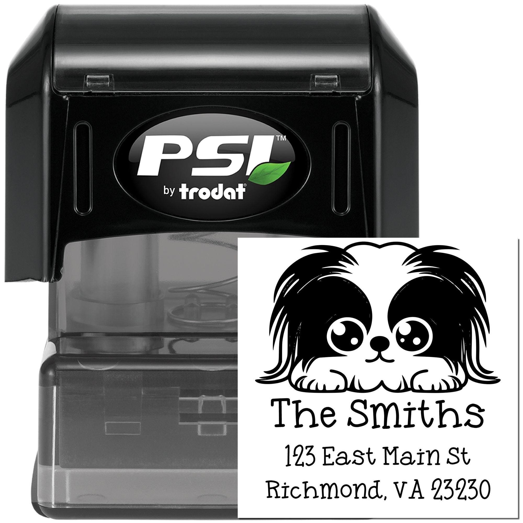 PSI Pre-Inked Pekingese Puppy Dog Custom New Home Address Stamp - Engineer Seal Stamps