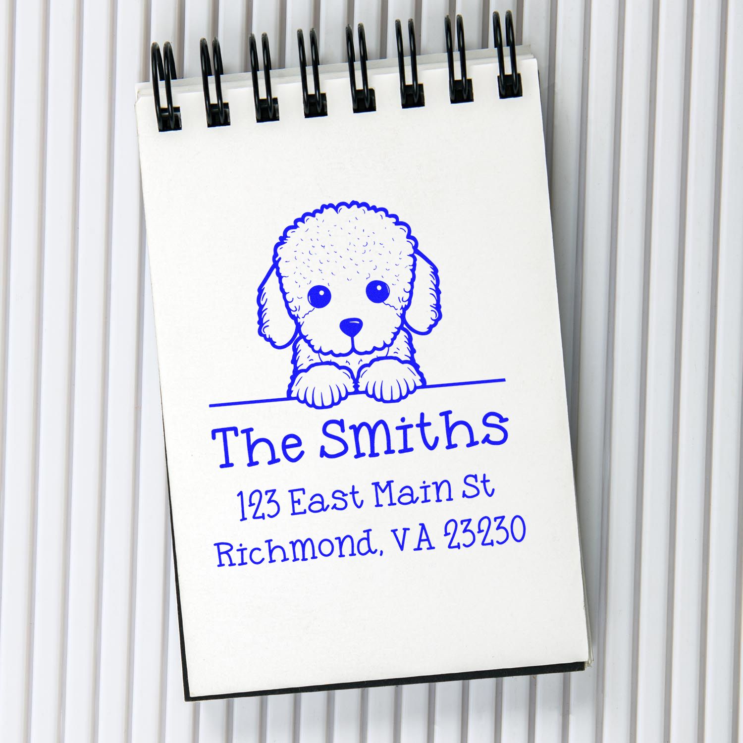 Wood Handle Poodle Puppy Personalized New Address Stamp - Engineer Seal Stamps