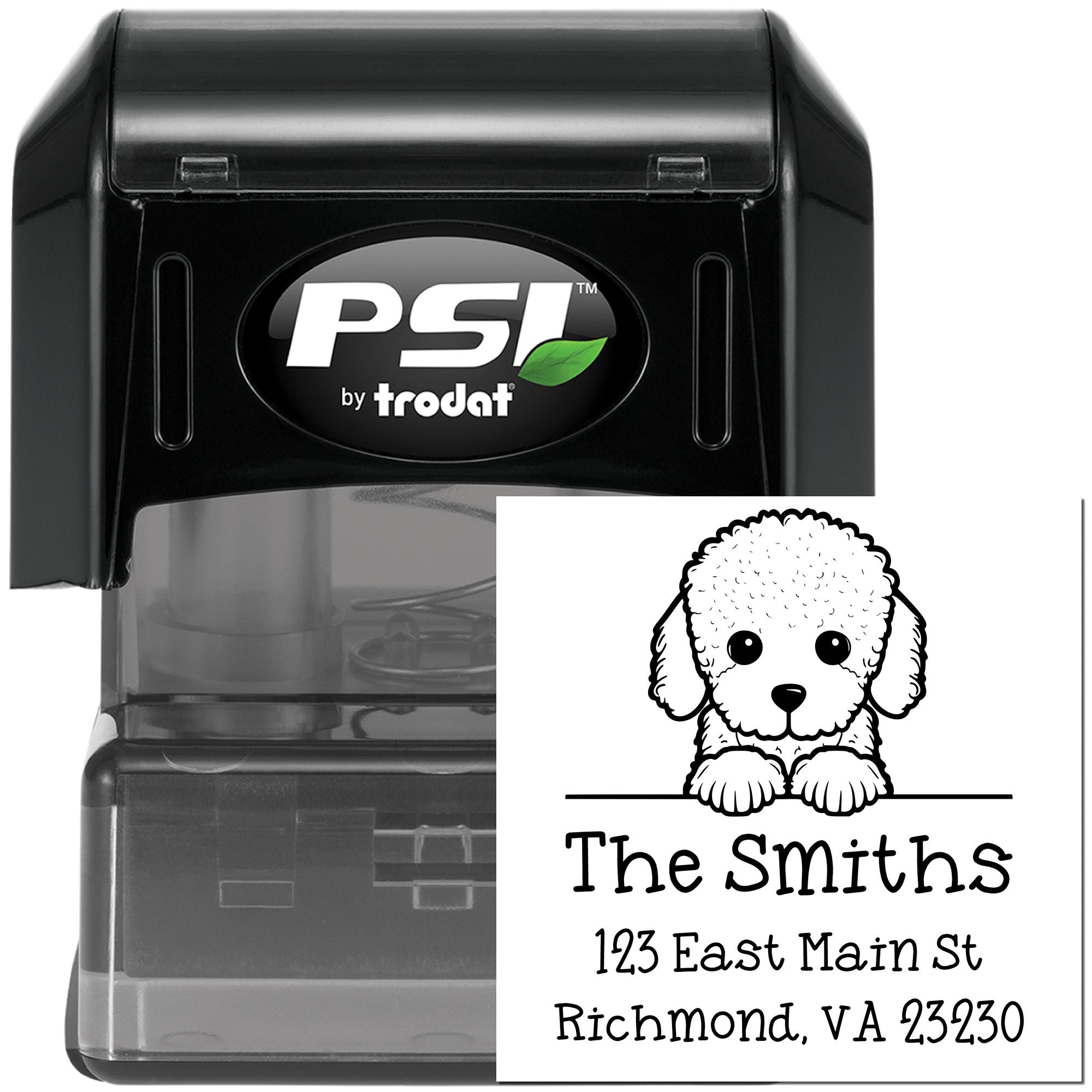 PSI Pre-Inked Poodle Puppy Dog Custom Mailing Address Stamp - Engineer Seal Stamps