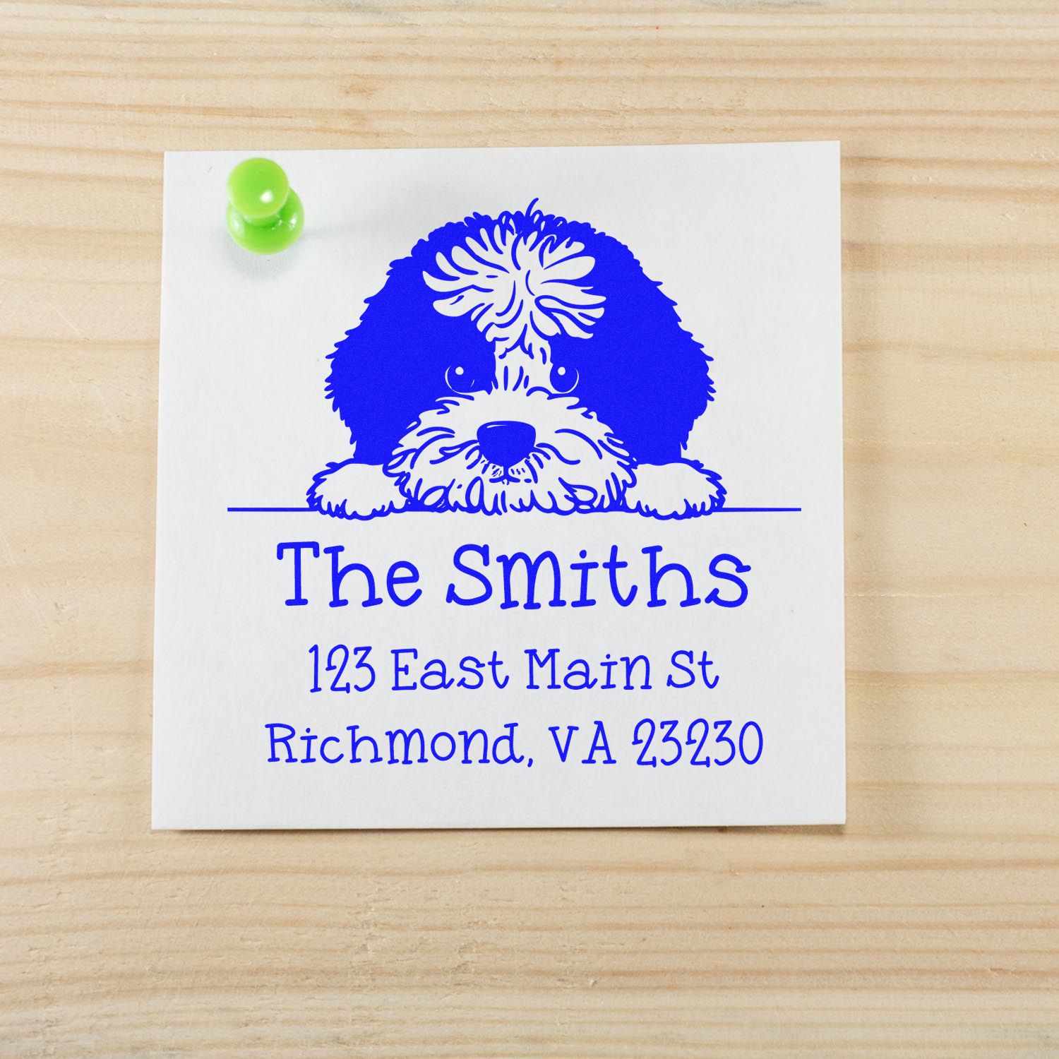 Wood Handle Portuguese Water Dog Puppy Personalized Home Address Stamp - Engineer Seal Stamps