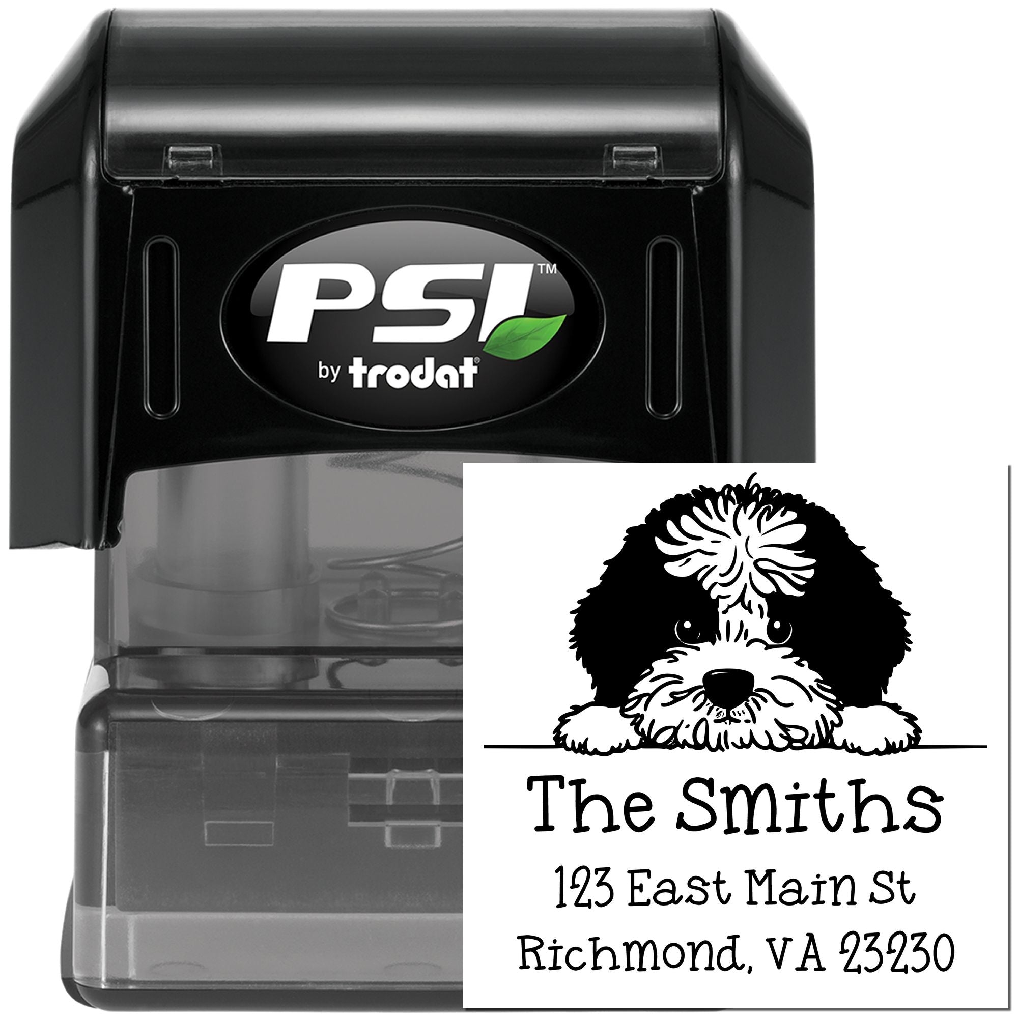 PSI Pre-Inked Portuguese Water Dog Puppy Dog Custom Mail Address Stamp - Engineer Seal Stamps