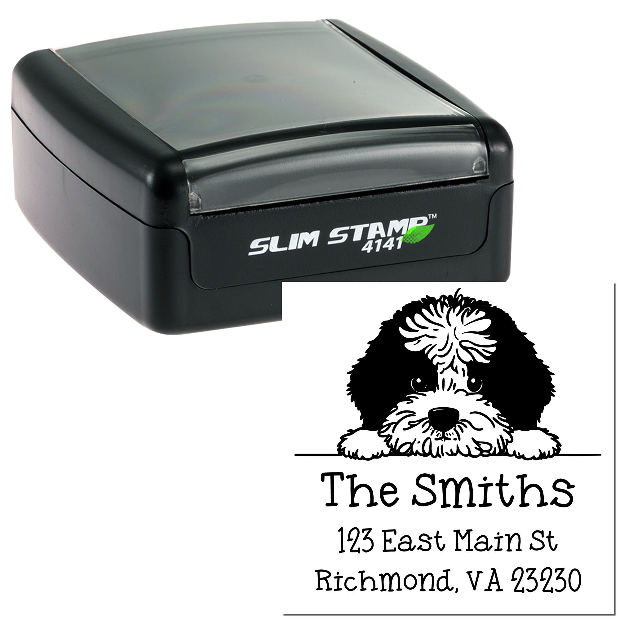 Slim Portuguese Water Dog Mailing Address Stamp - Engineer Seal Stamps