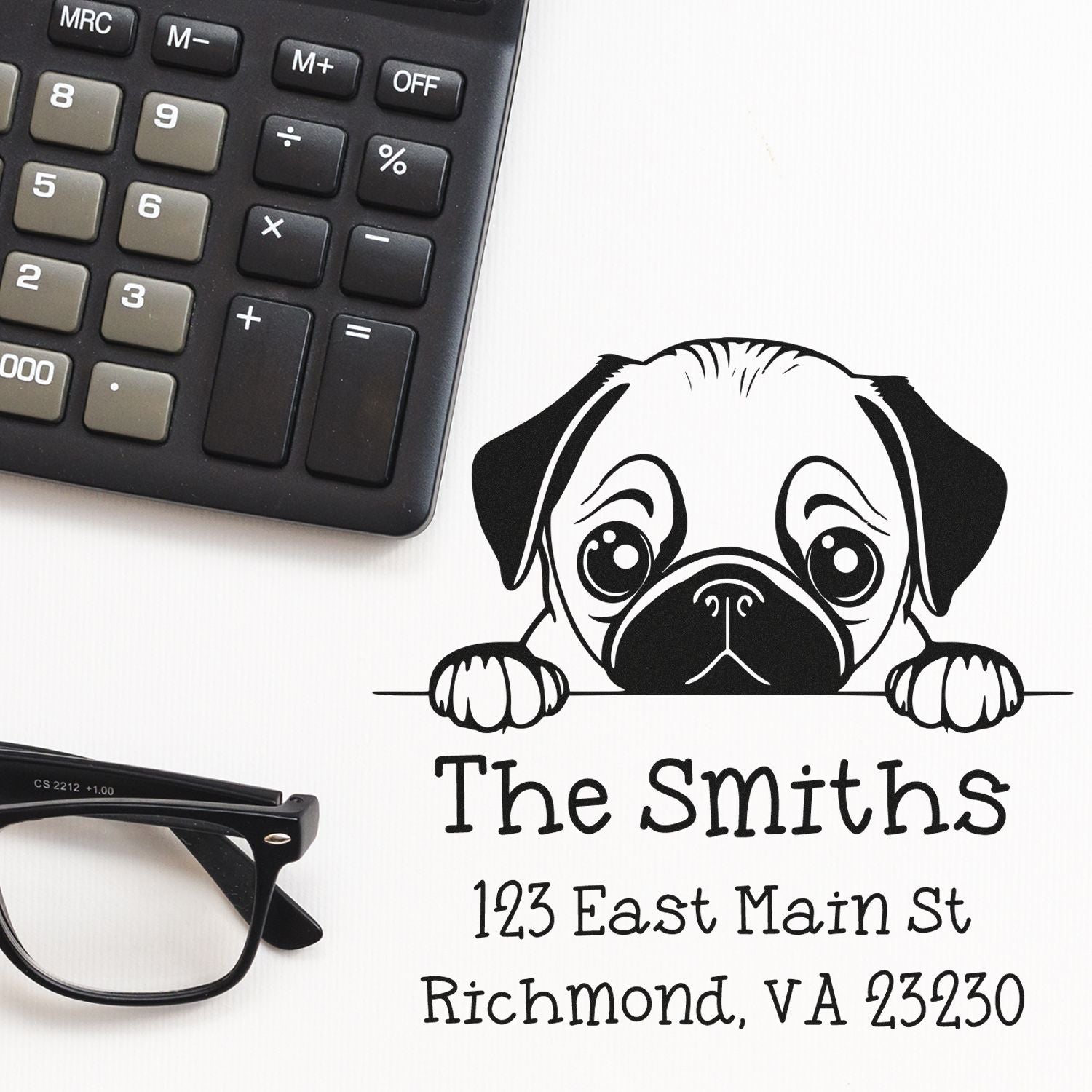 Slim Pug Mail Address Stamp - Engineer Seal Stamps