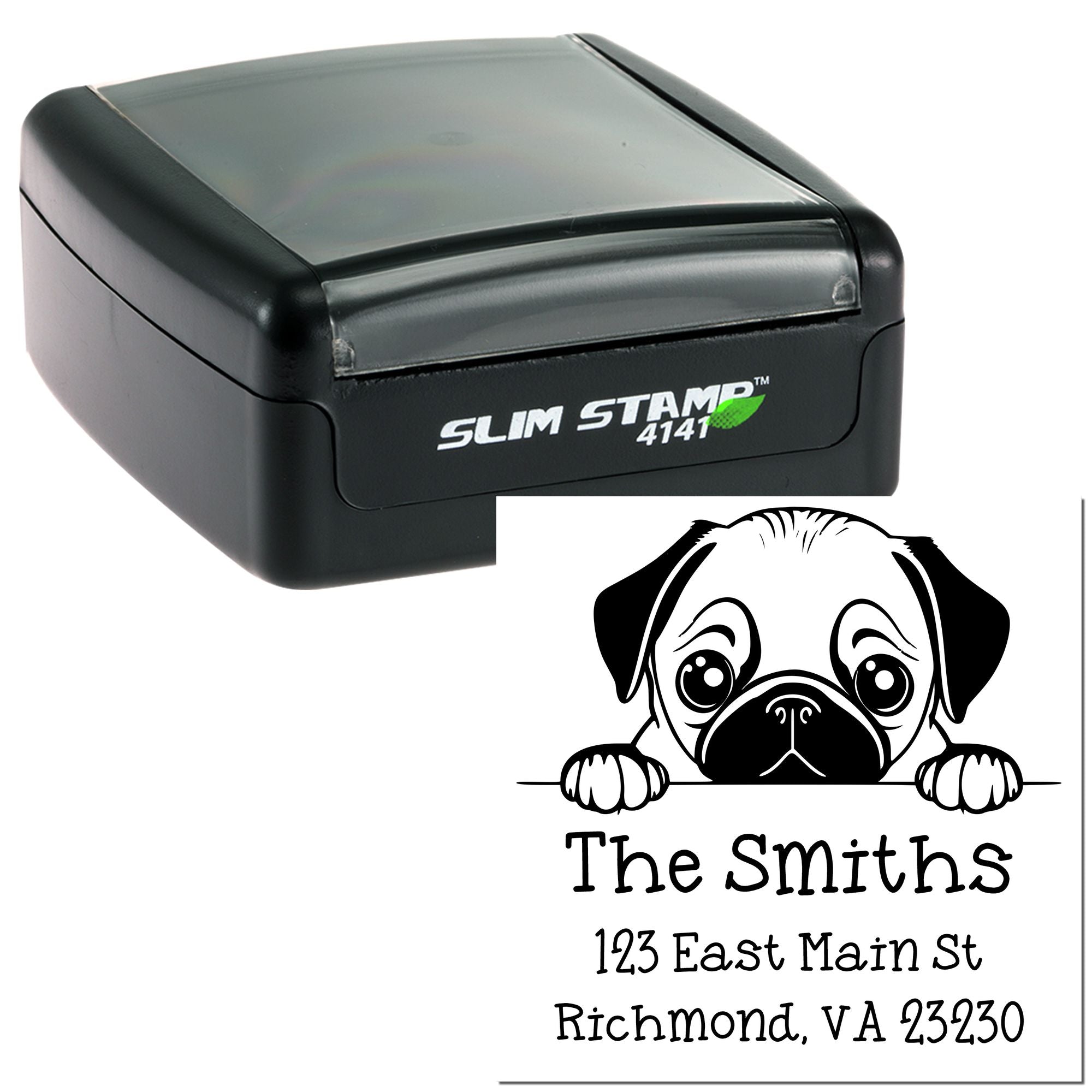 Slim Pug Mail Address Stamp - Engineer Seal Stamps
