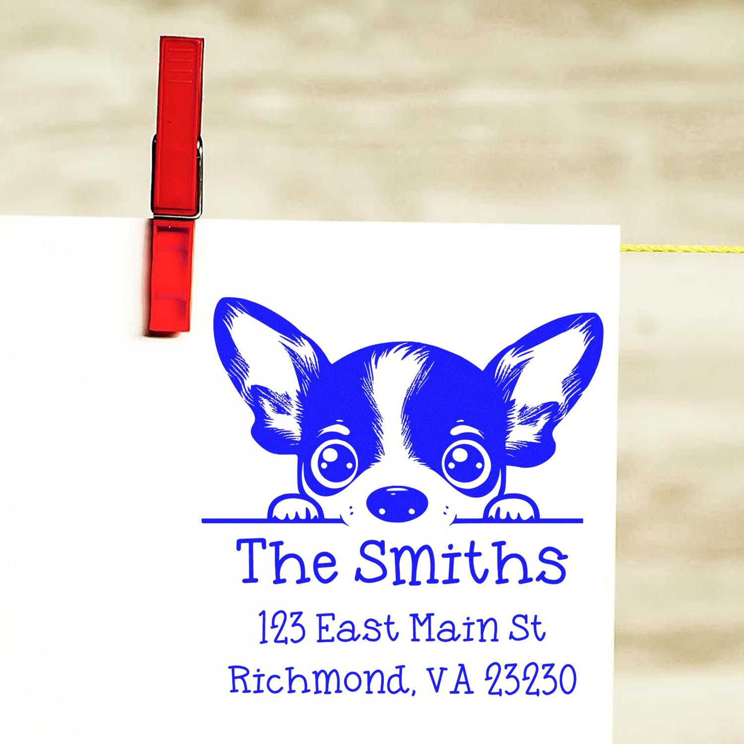 Wood Handle Rat Terrier Puppy Personalized Address Label Stamp - Engineer Seal Stamps