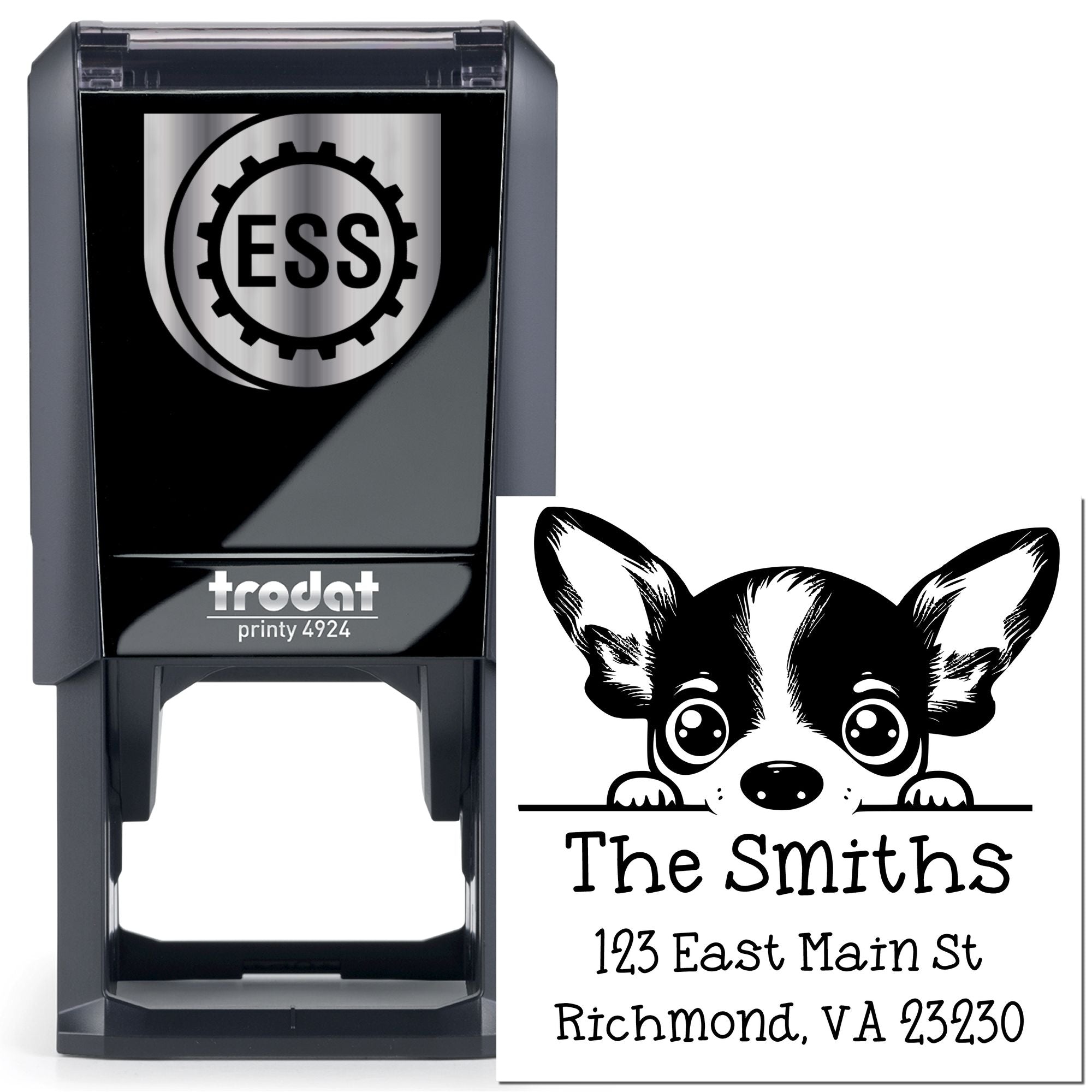Self-Inking Rat Terrier Peeking Puppy Customized Address Label Stamp - Engineer Seal Stamps