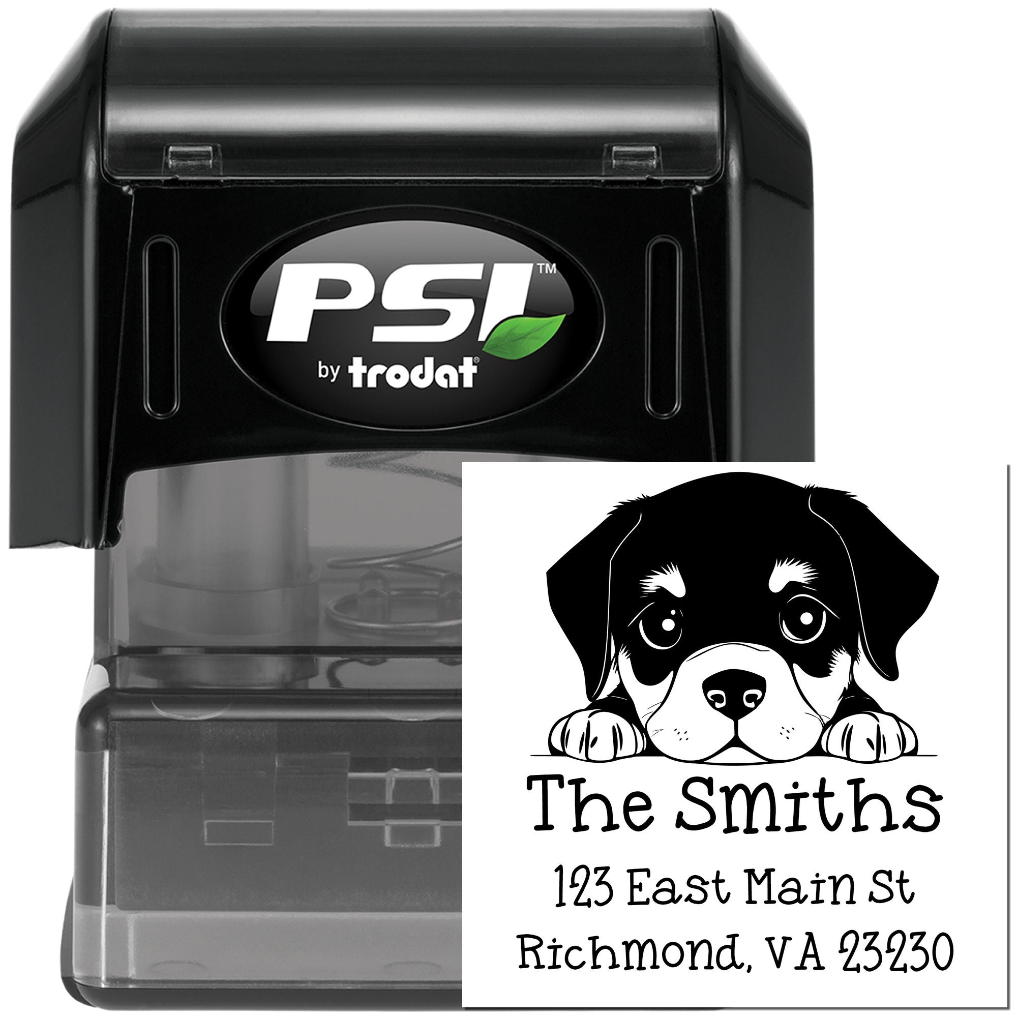 PSI Pre-Inked Rottweiler Puppy Dog Custom Address Label Stamp - Engineer Seal Stamps