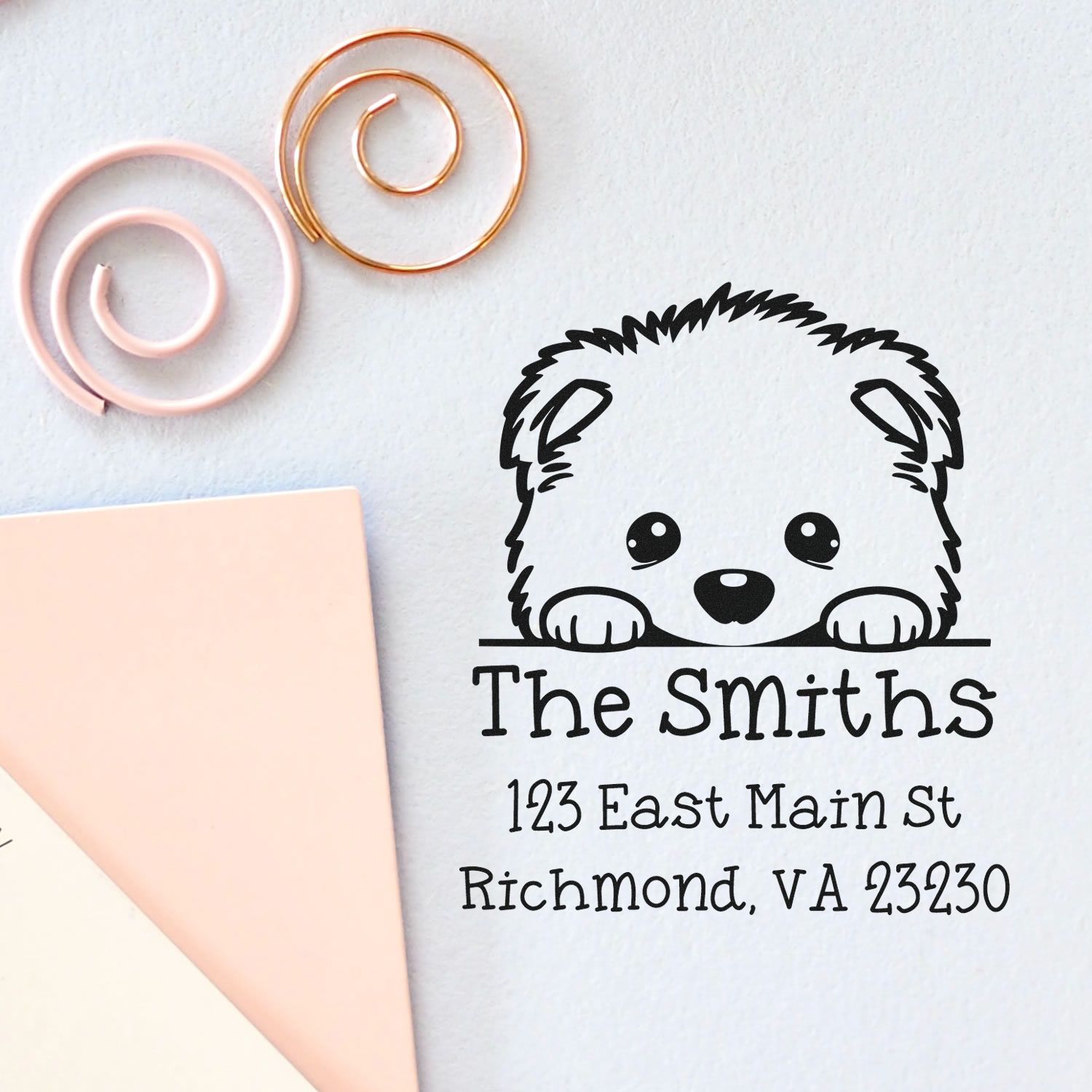 Slim Samoyed Address Label Stamp - Engineer Seal Stamps