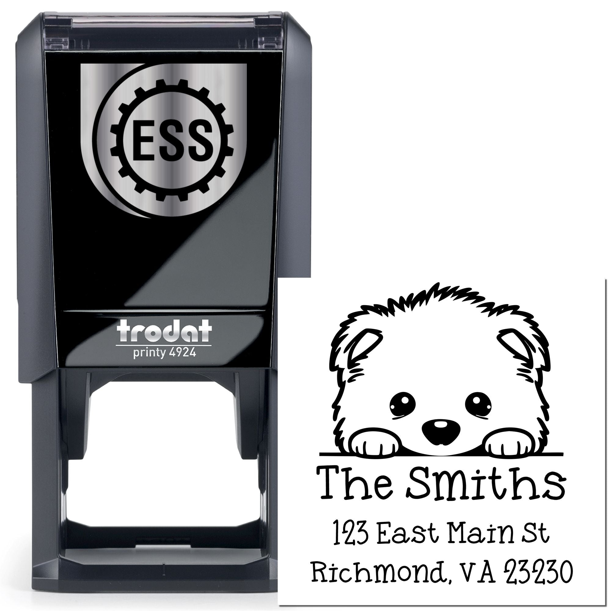 Self-Inking Samoyed Peeking Puppy Customized Address Return Stamp - Engineer Seal Stamps