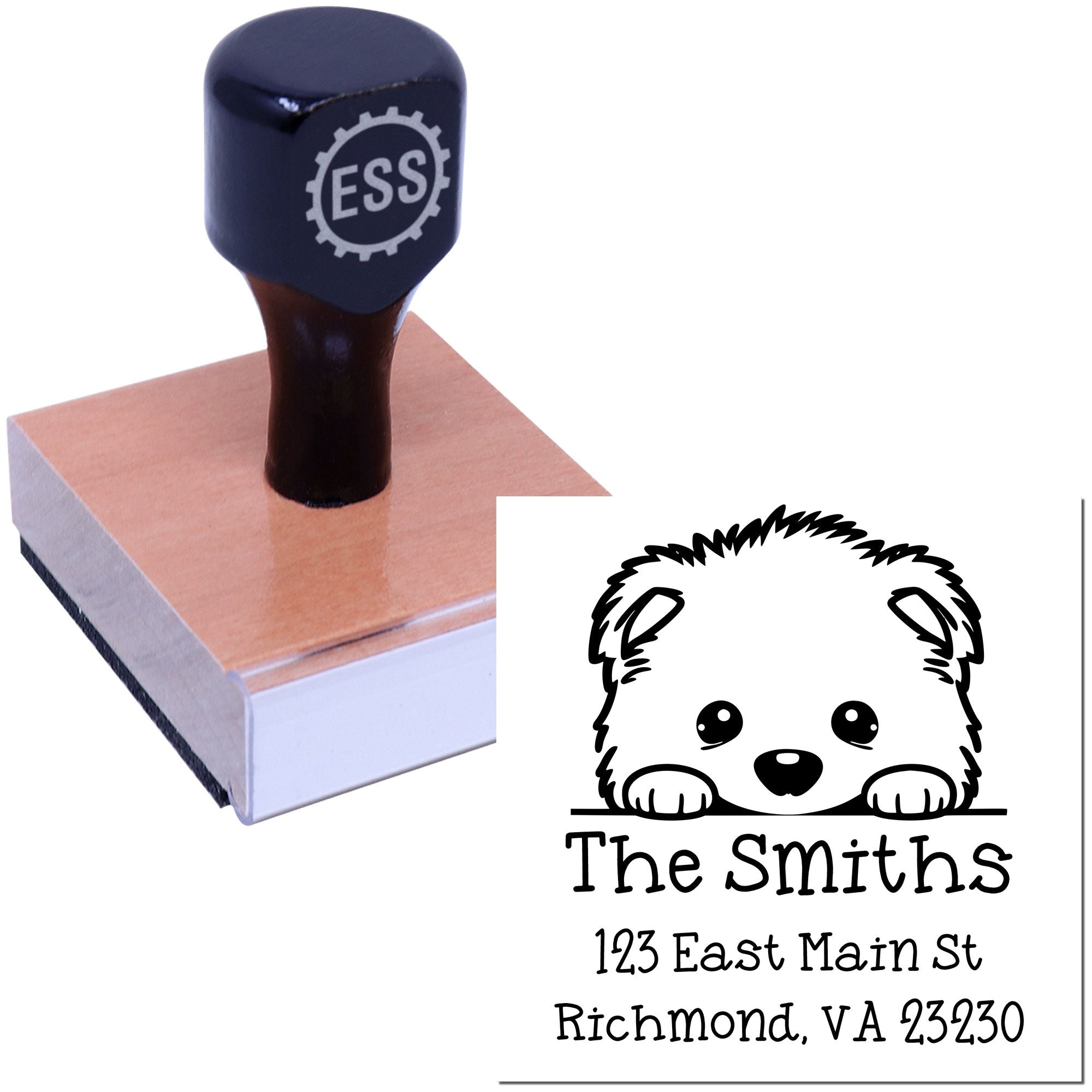 Wood Handle Samoyed Puppy Personalized Inked Stamp - Engineer Seal Stamps