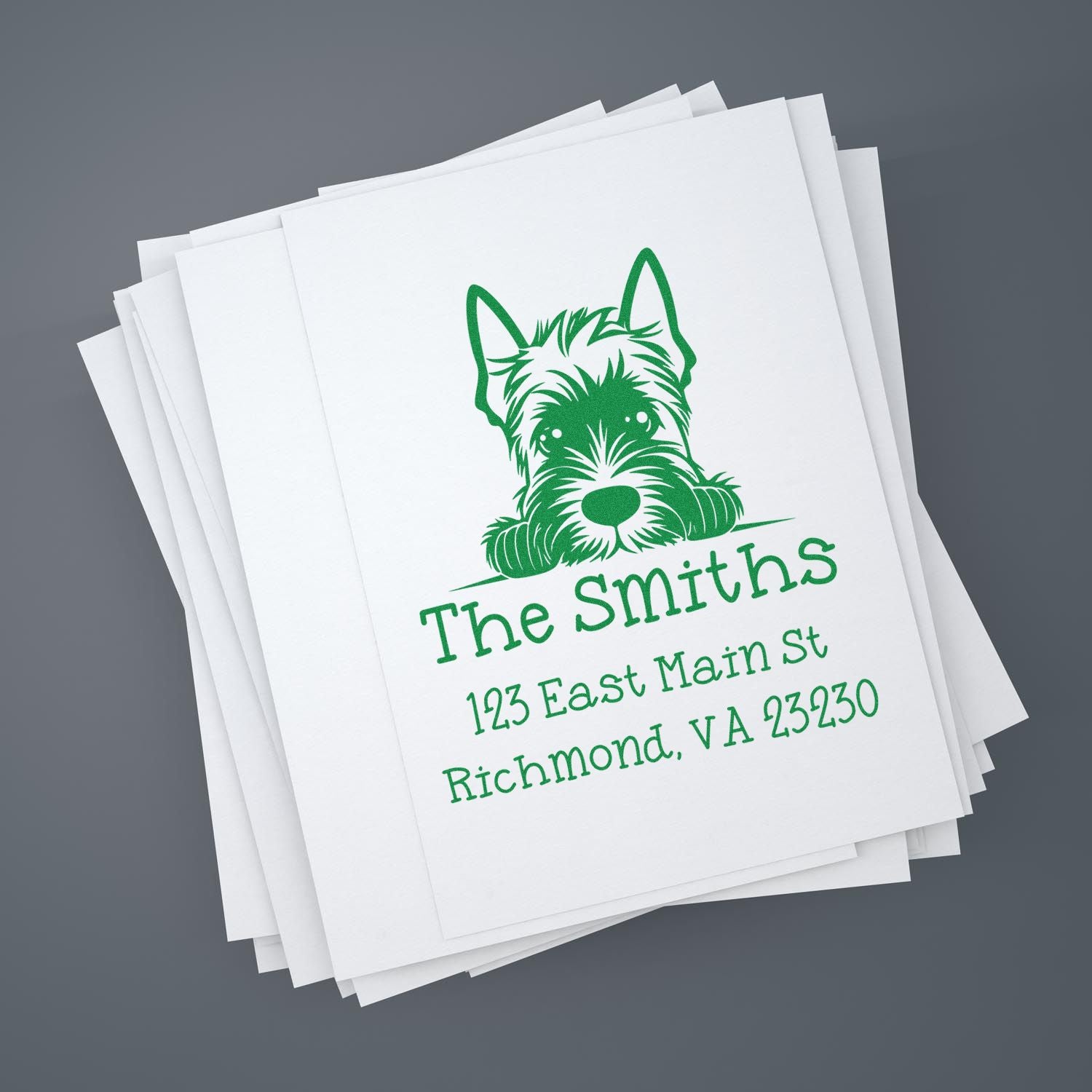 Wood Handle Scottish Terrier Puppy Personalized Return Address Stamp - Engineer Seal Stamps