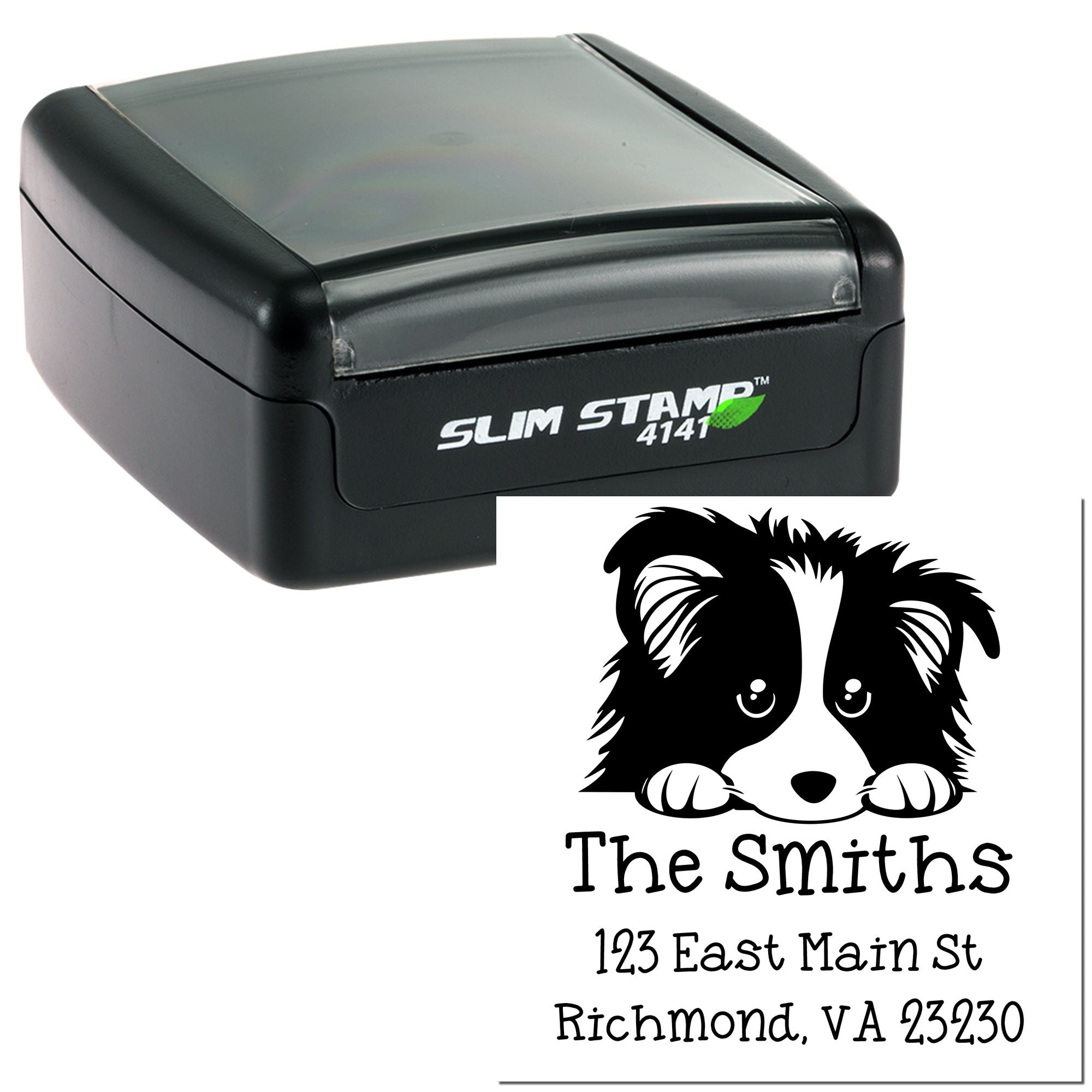 Slim Shetland Sheepdog Address Return Stamp - Engineer Seal Stamps