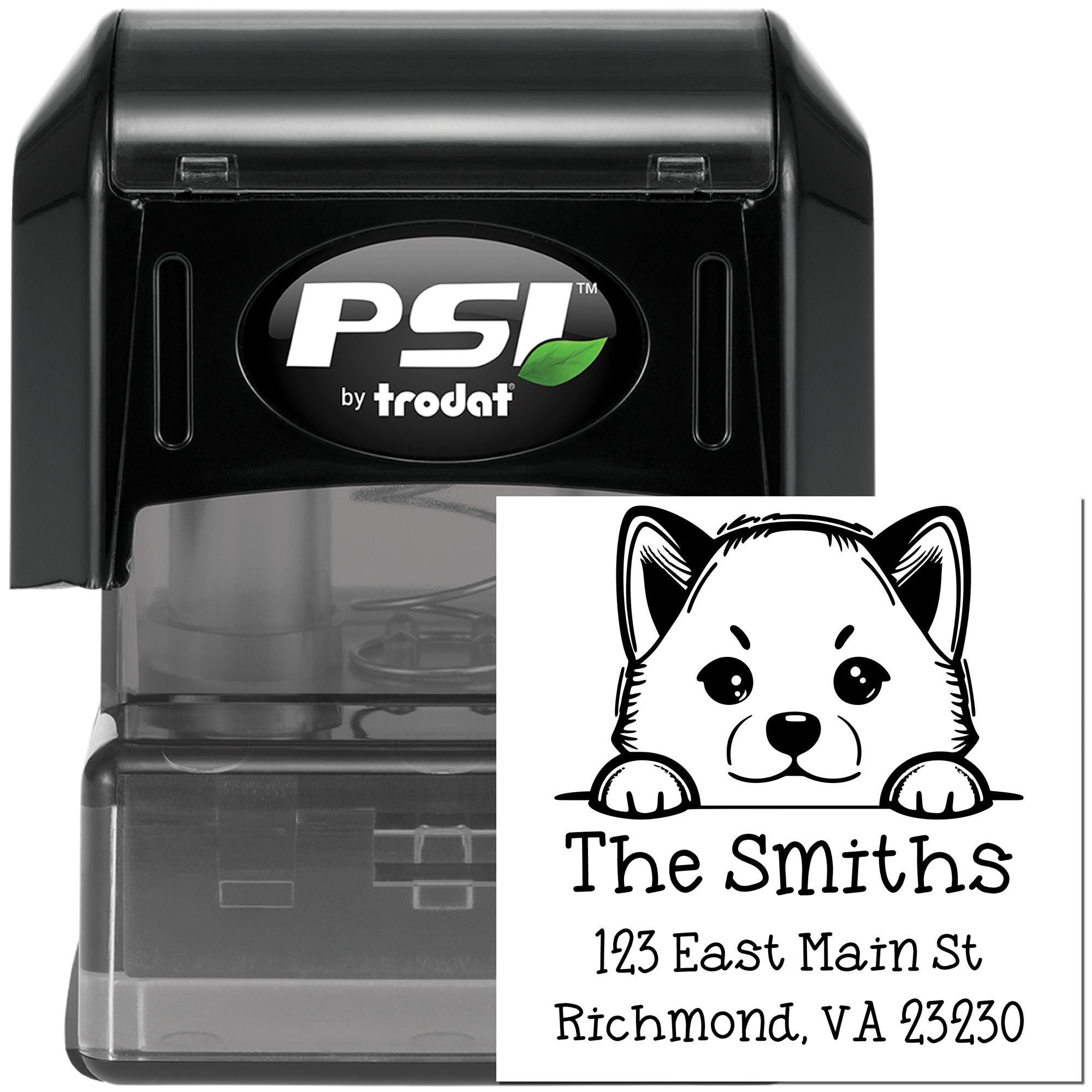 PSI Pre-Inked Shiba Inu Puppy Dog Custom Return Address Stamp - Engineer Seal Stamps