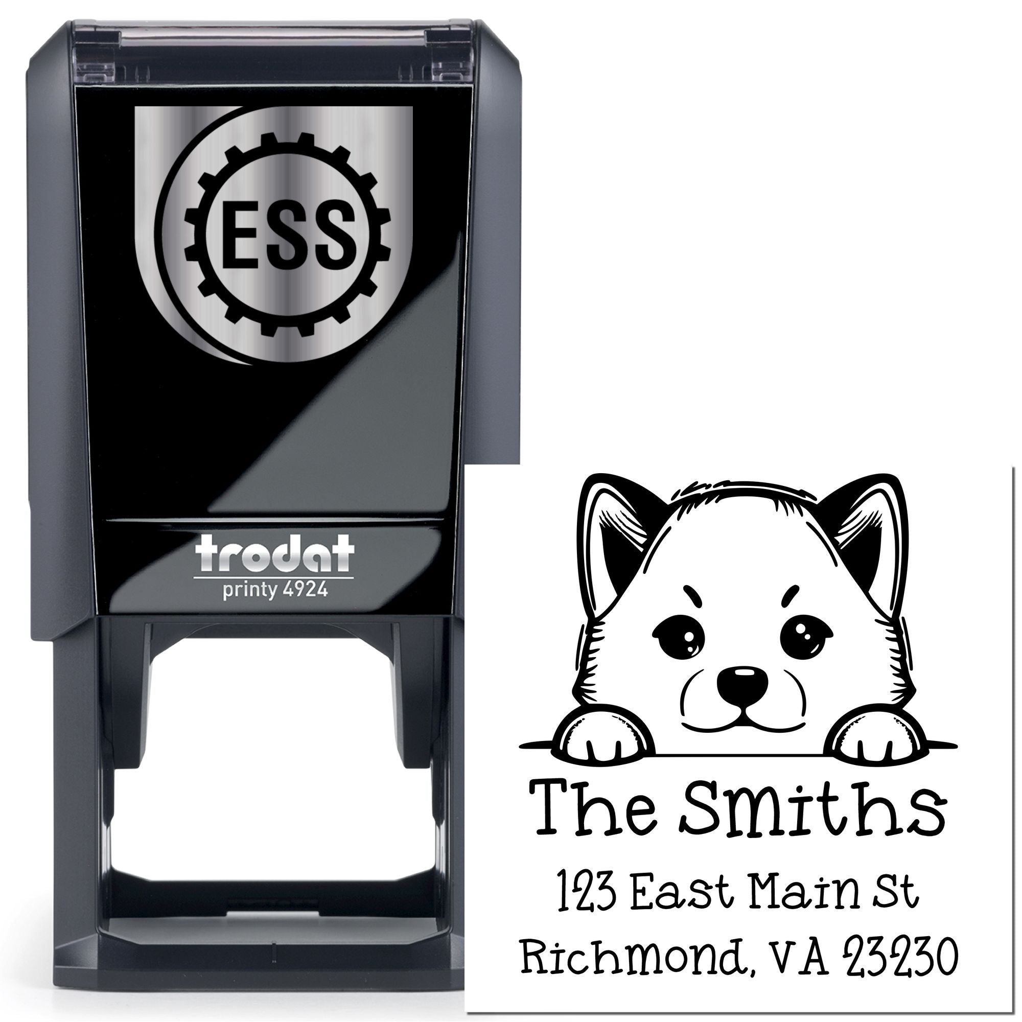 Self-Inking Shiba Inu Peeking Puppy Customized Custom Address Stamp - Engineer Seal Stamps