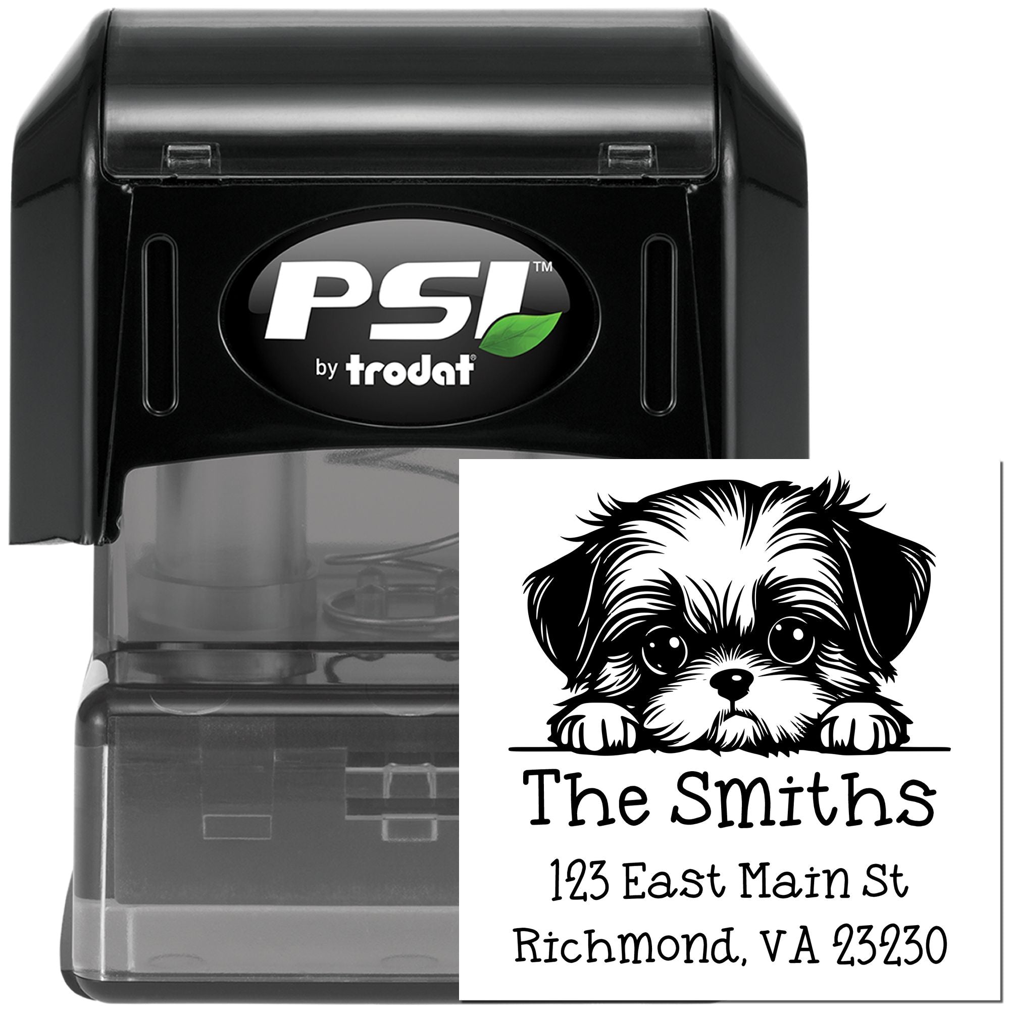 PSI Pre-Inked Shih Tzu Puppy Dog Custom Custom Address Stamp - Engineer Seal Stamps