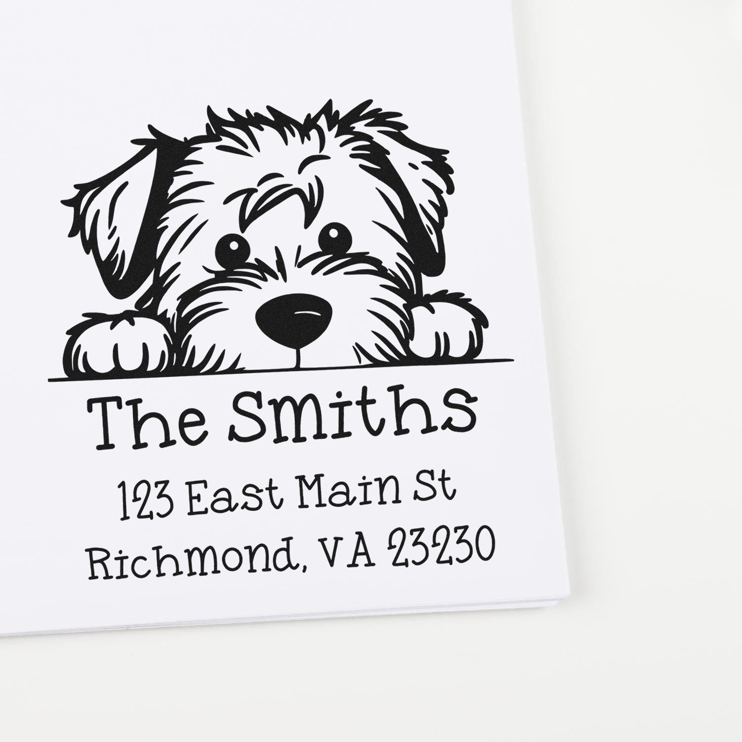 Slim Soft Coated Wheaten Terrier Custom Return Address Stamp - Engineer Seal Stamps
