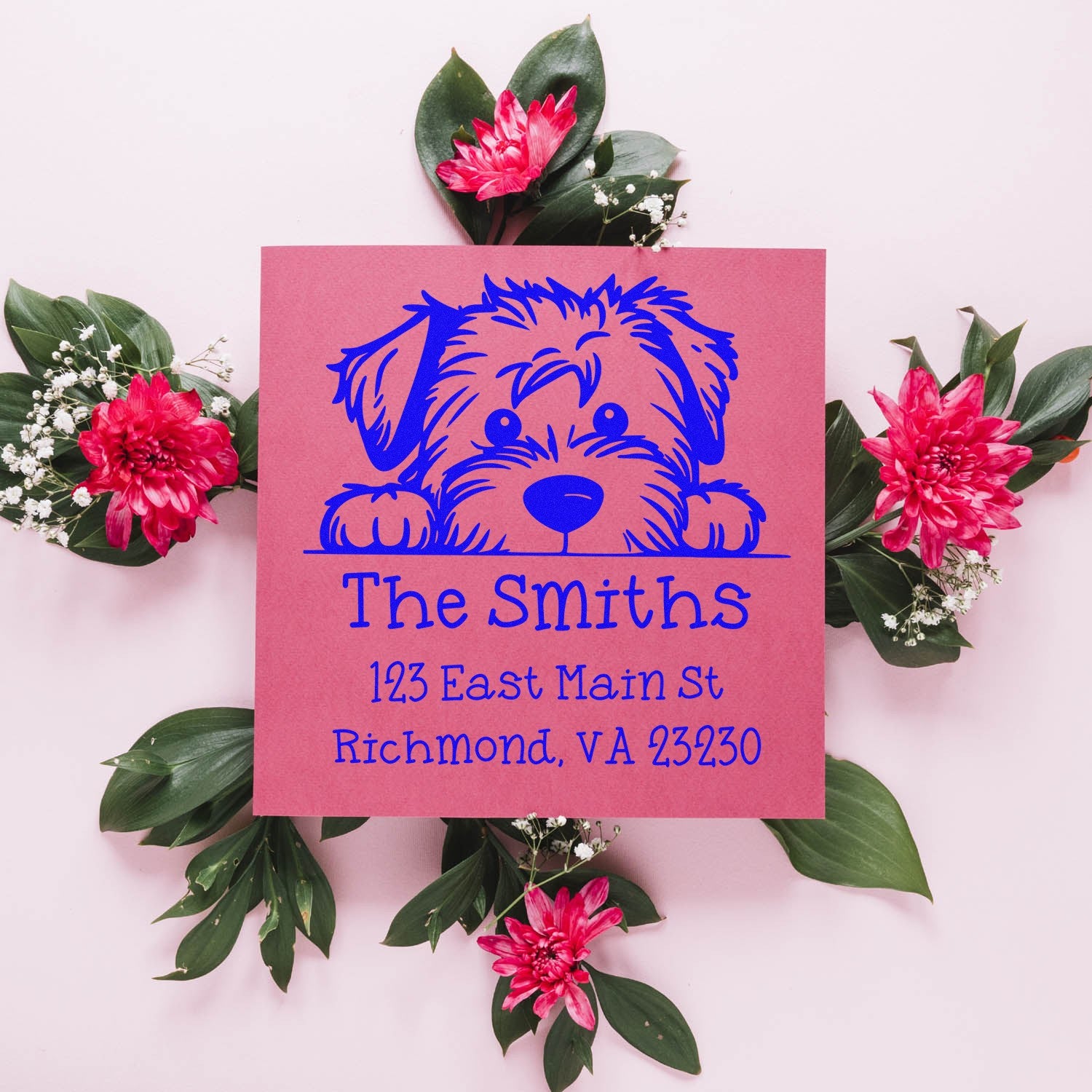 Slim Soft Coated Wheaten Terrier Custom Return Address Stamp - Engineer Seal Stamps