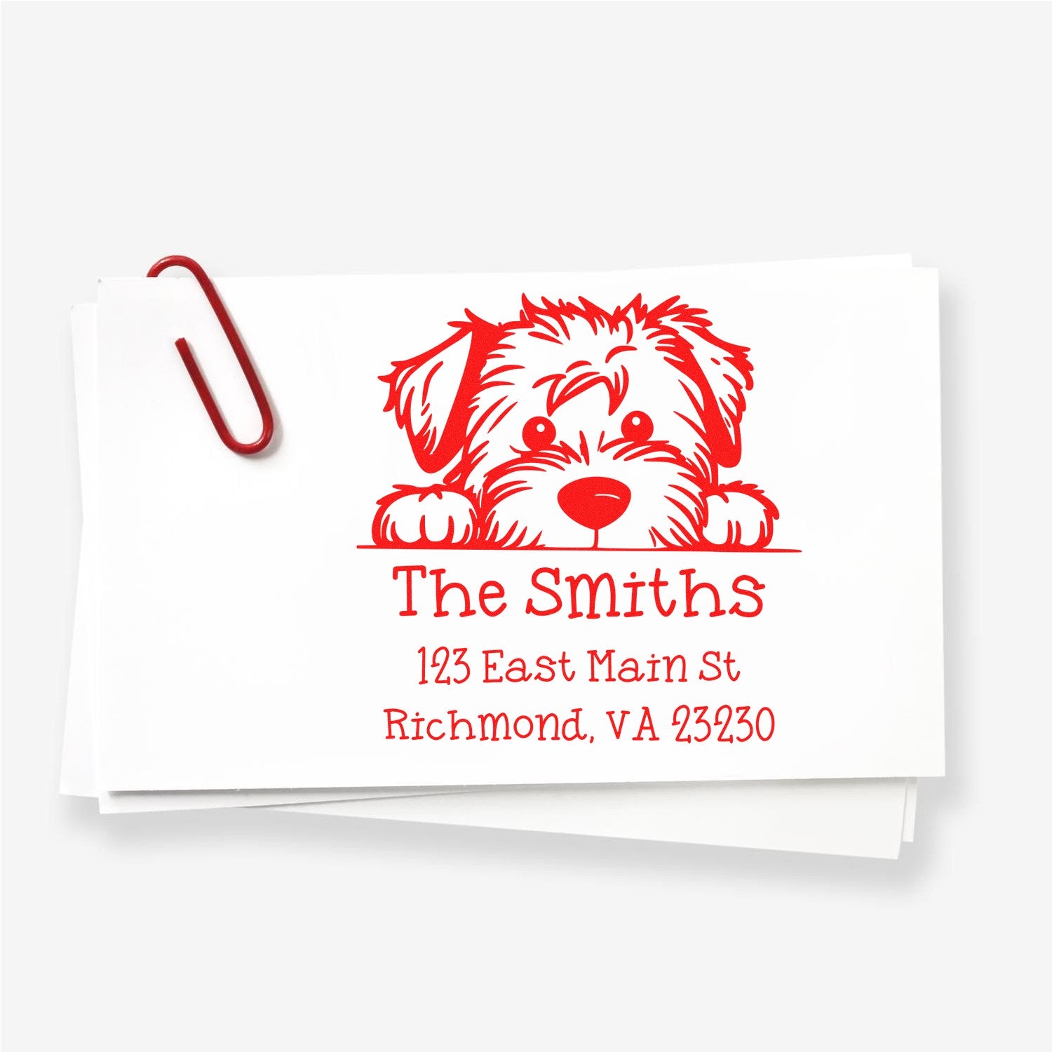 Wood Handle Soft Coated Wheaten Terrier Puppy Personalized Easy-To-Use Address Stamp - Engineer Seal Stamps