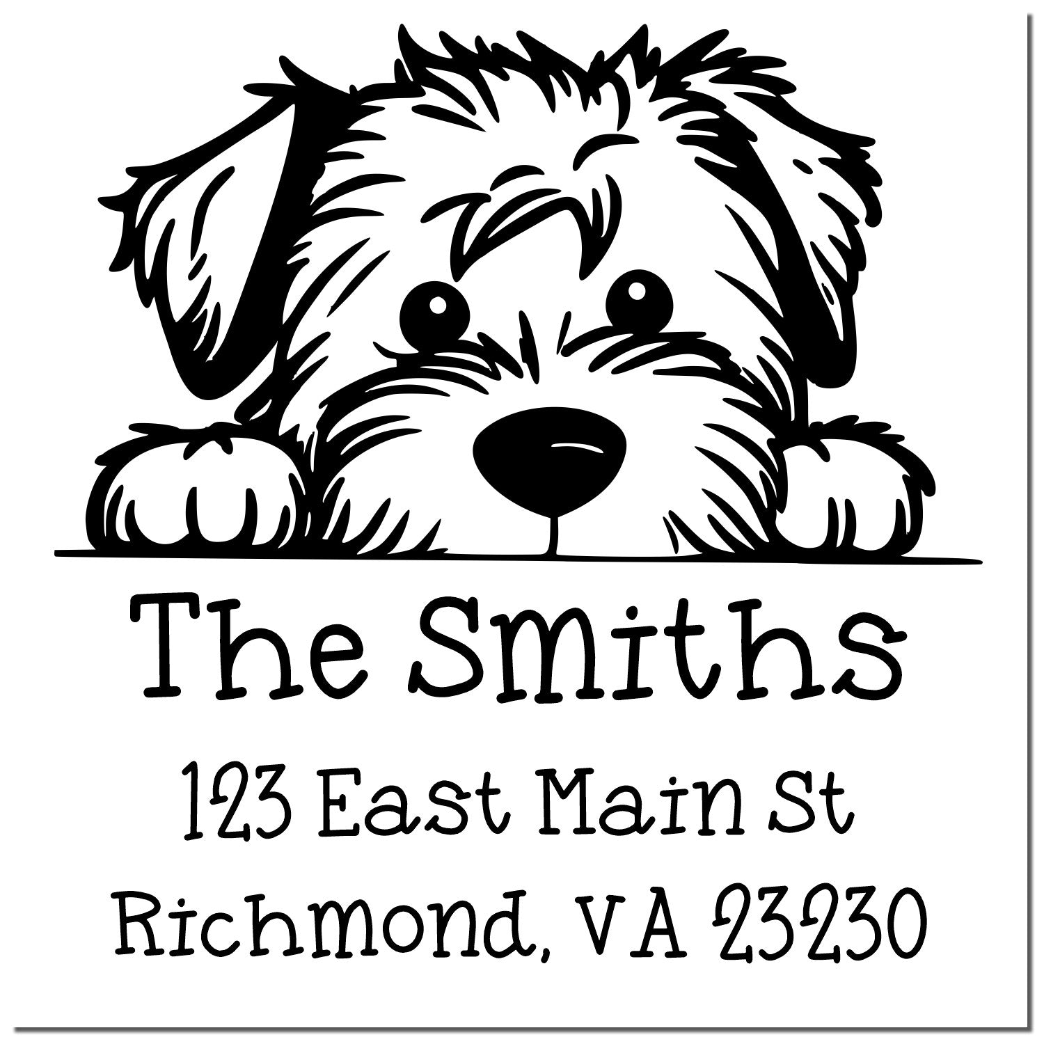 Slim Soft Coated Wheaten Terrier Custom Return Address Stamp - Engineer Seal Stamps
