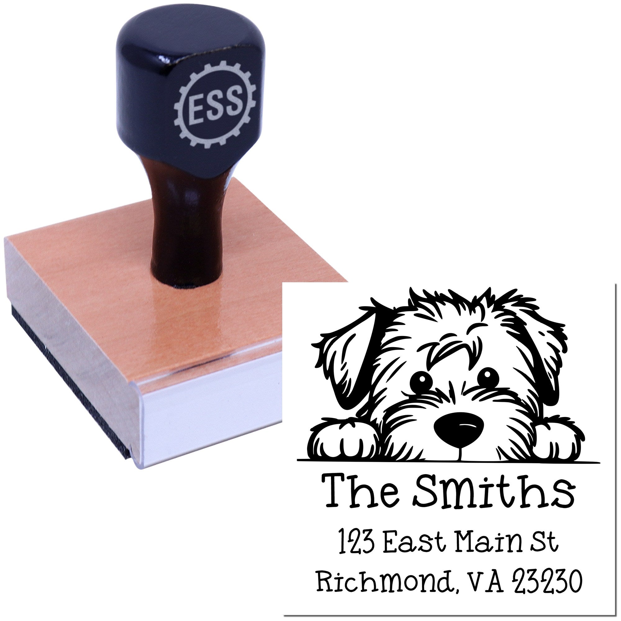 Wood Handle Soft Coated Wheaten Terrier Puppy Personalized Easy-To-Use Address Stamp - Engineer Seal Stamps