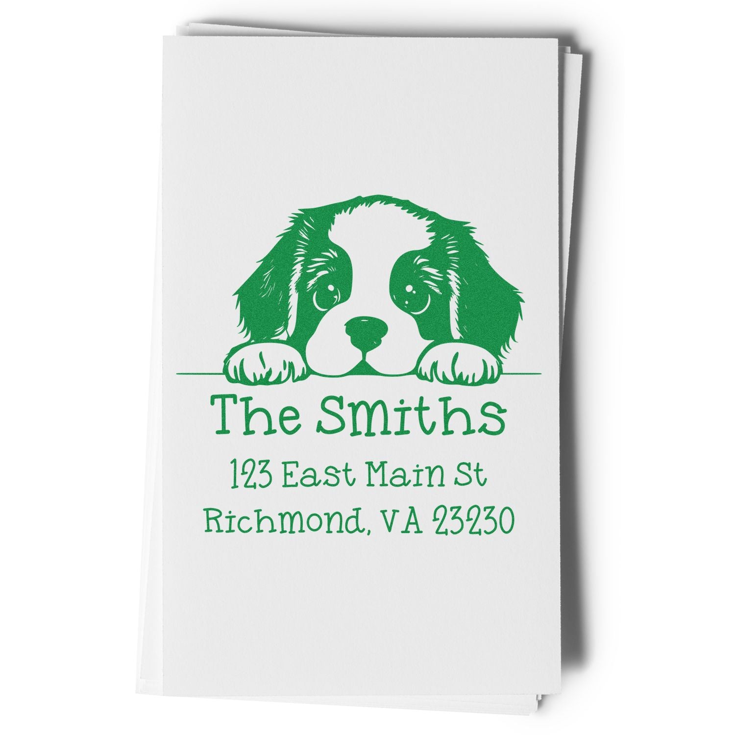 Self-Inking St Bernard Peeking Puppy Customized Easy-To-Use Address Stamp - Engineer Seal Stamps