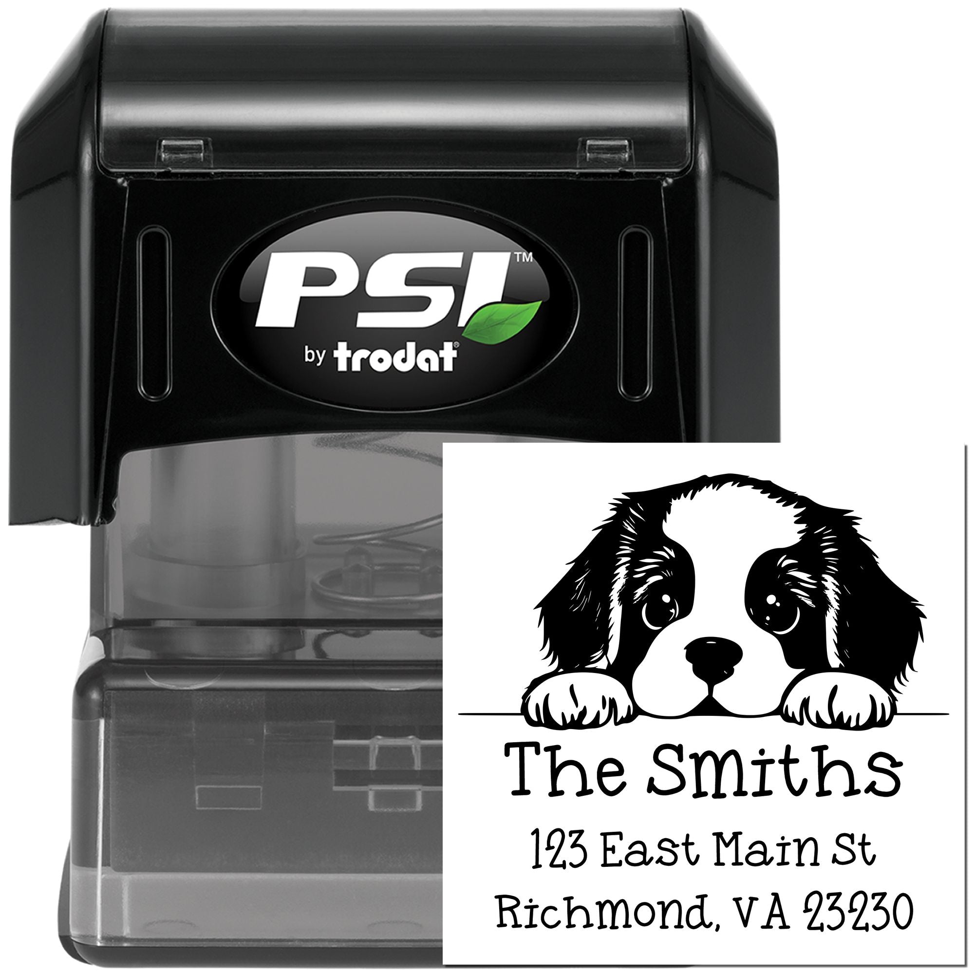 PSI Pre-Inked St Bernard Puppy Dog Custom Refillable Address Stamp - Engineer Seal Stamps