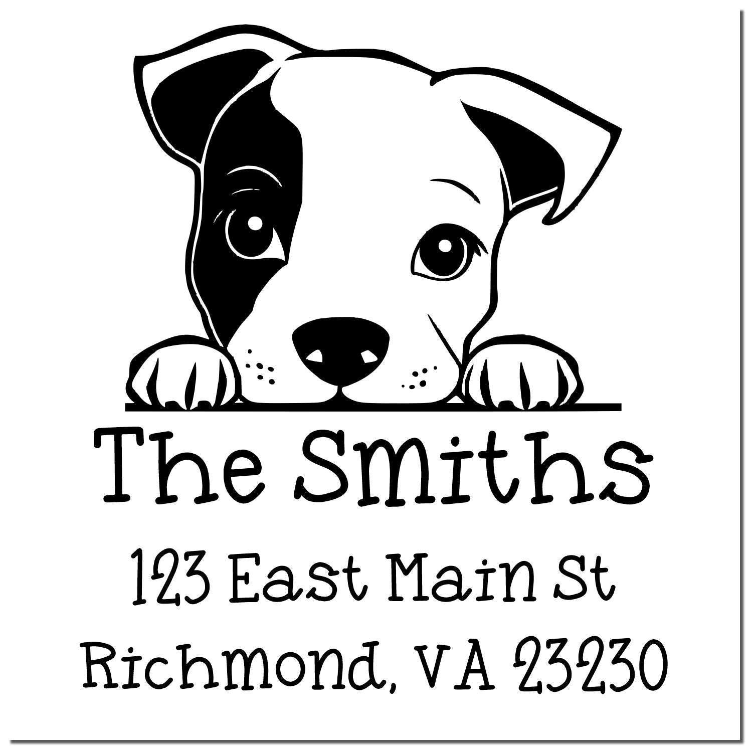 Self-Inking Staffordshire Bull Terrier Peeking Puppy Customized High-Quality Address Stamp - Engineer Seal Stamps