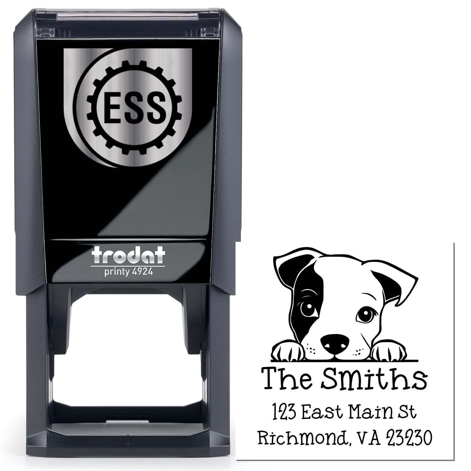 Self-Inking Staffordshire Bull Terrier Peeking Puppy Customized High-Quality Address Stamp - Engineer Seal Stamps
