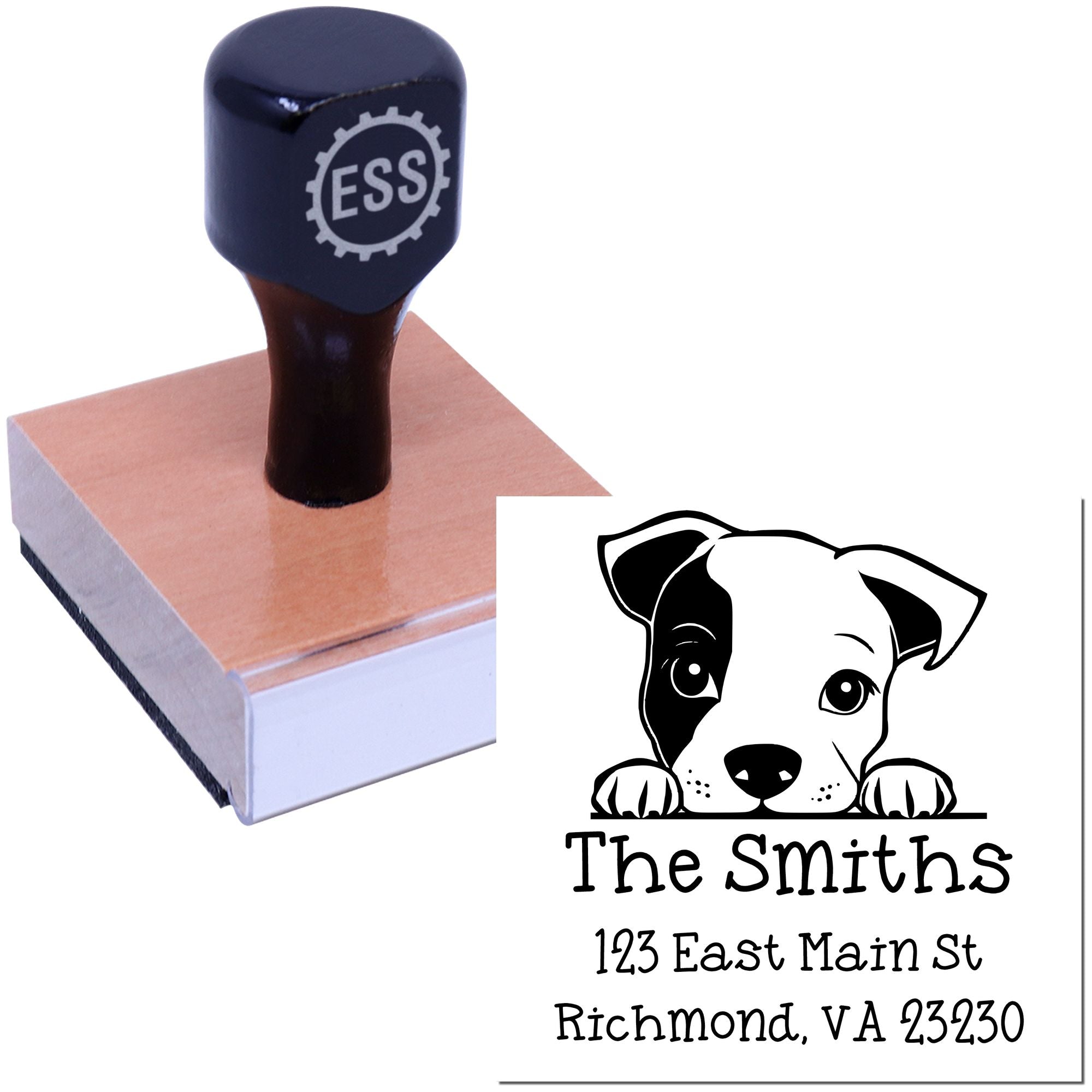 Wood Handle Staffordshire Bull Terrier Puppy Personalized Mail Stamp - Engineer Seal Stamps