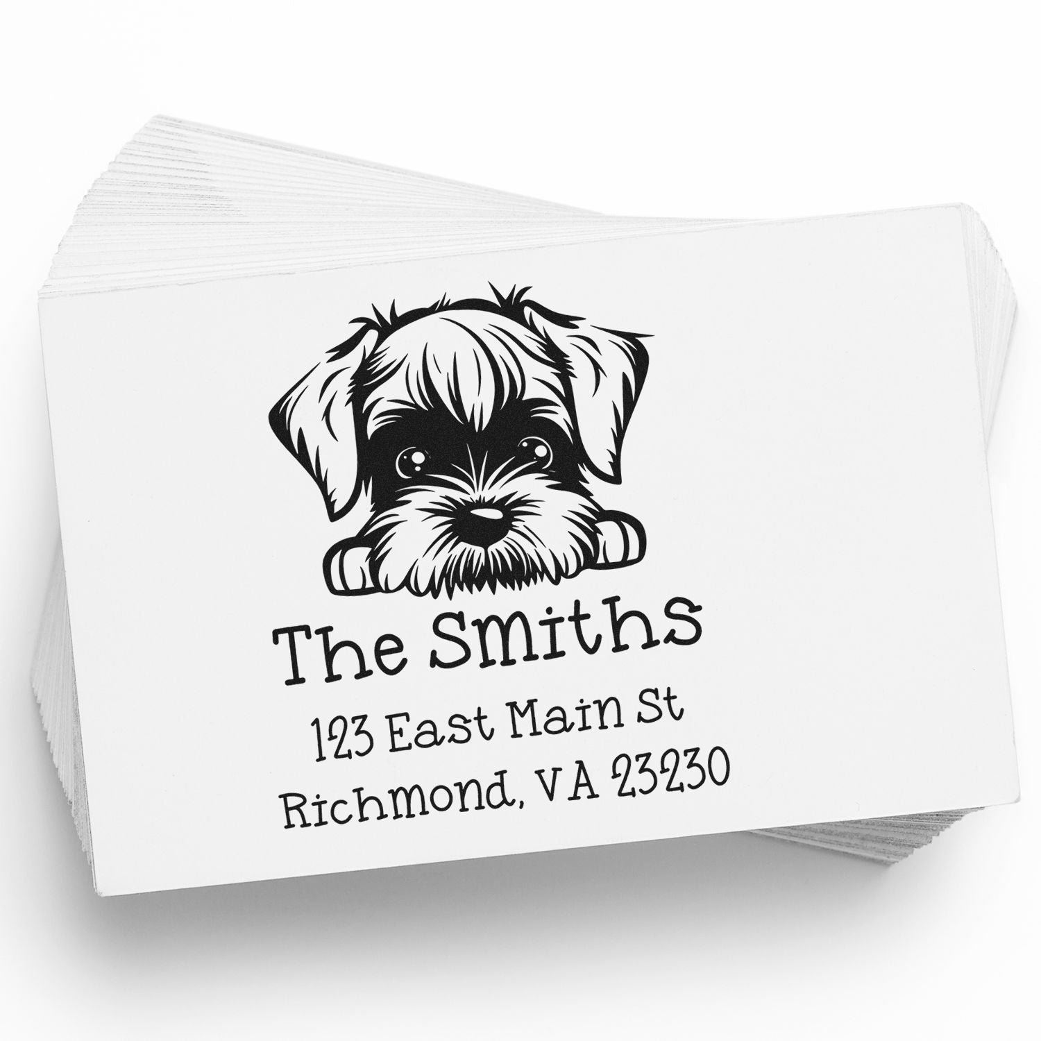 Wood Handle Standard Schnauzer Puppy Personalized Mailing Stamp - Engineer Seal Stamps