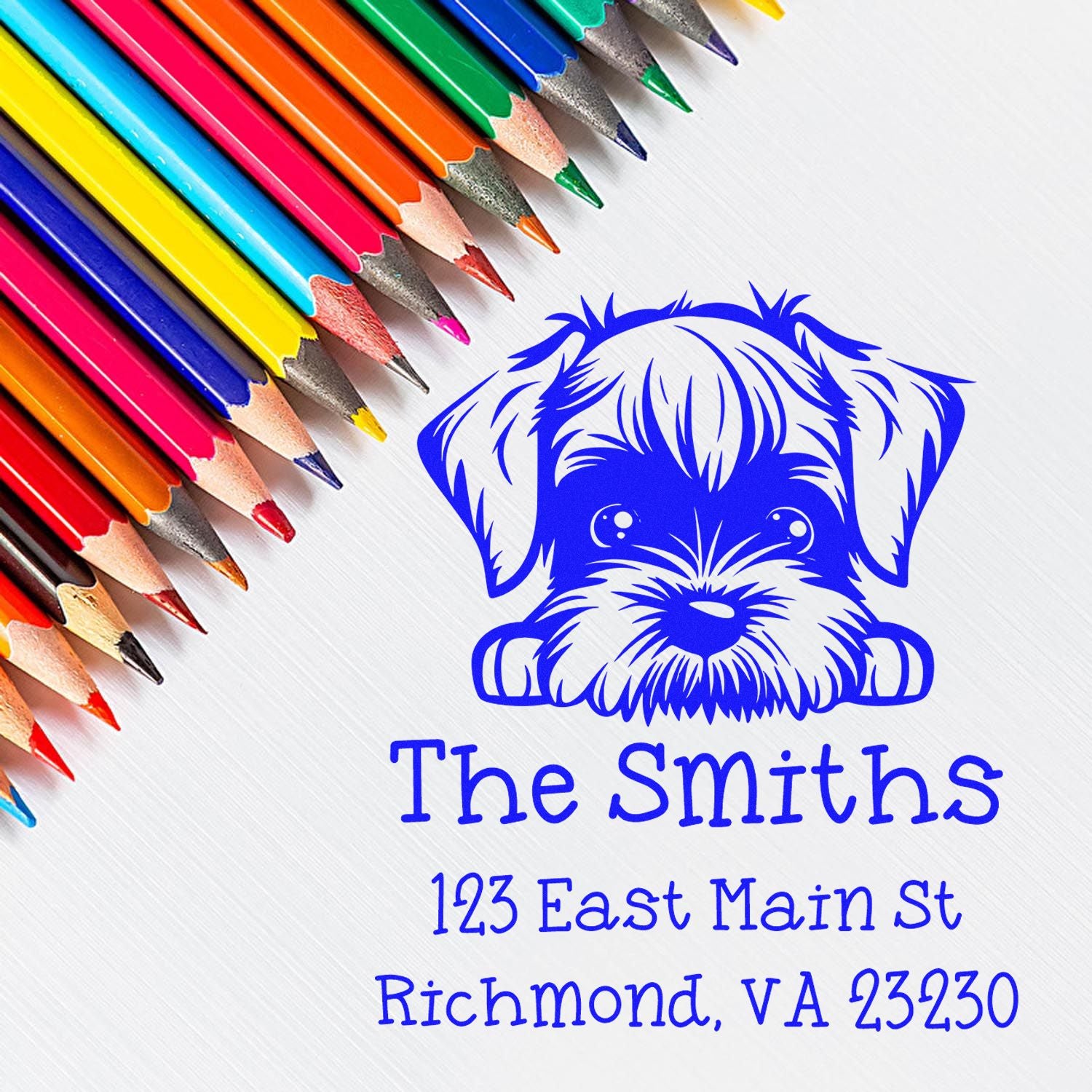 Self-Inking Standard Schnauzer Peeking Puppy Customized Mail Stamp - Engineer Seal Stamps