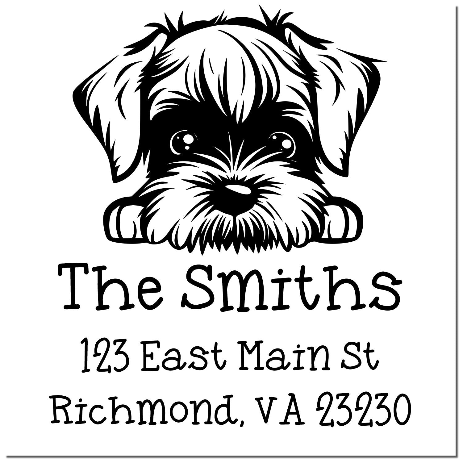 Wood Handle Standard Schnauzer Puppy Personalized Mailing Stamp - Engineer Seal Stamps