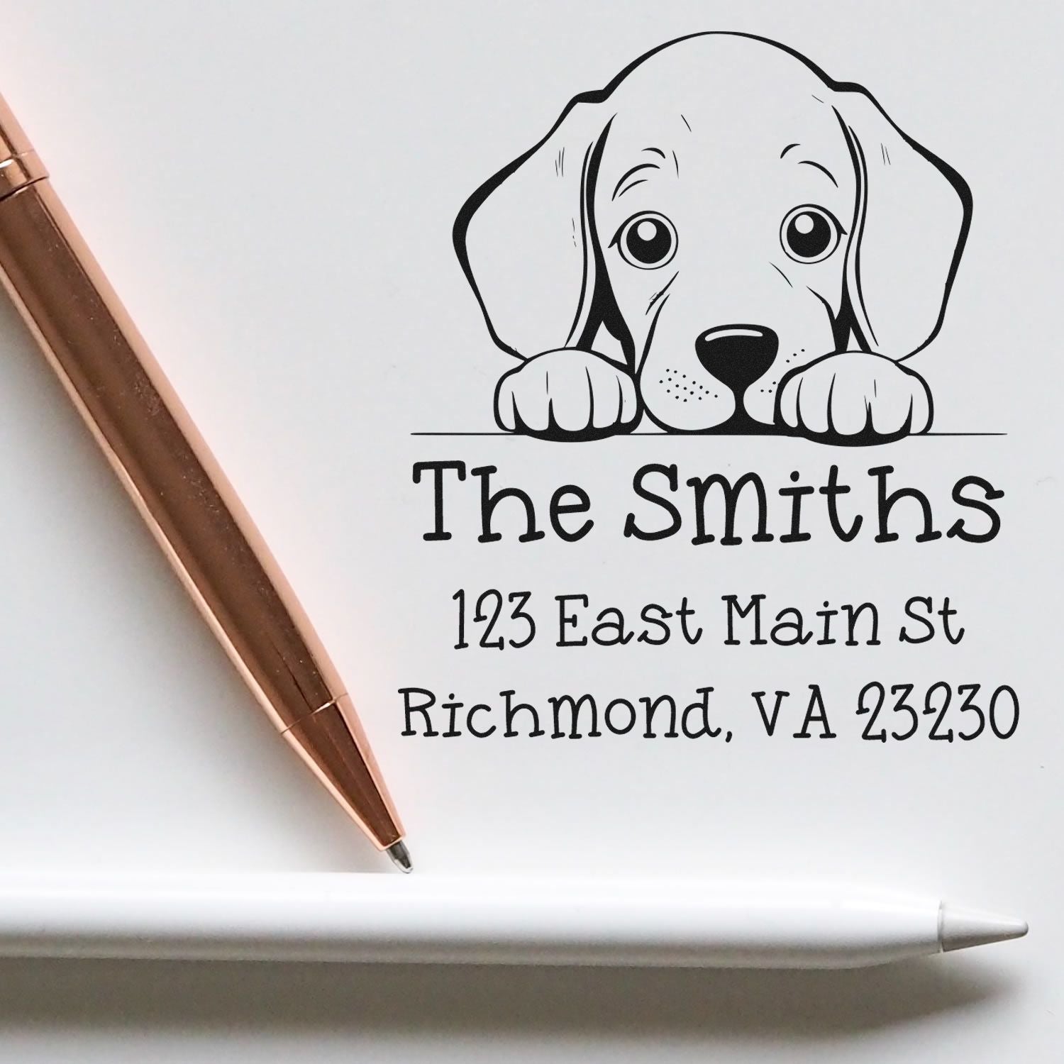 Self-Inking Weimaraner Peeking Puppy Customized House Address Stamp - Engineer Seal Stamps