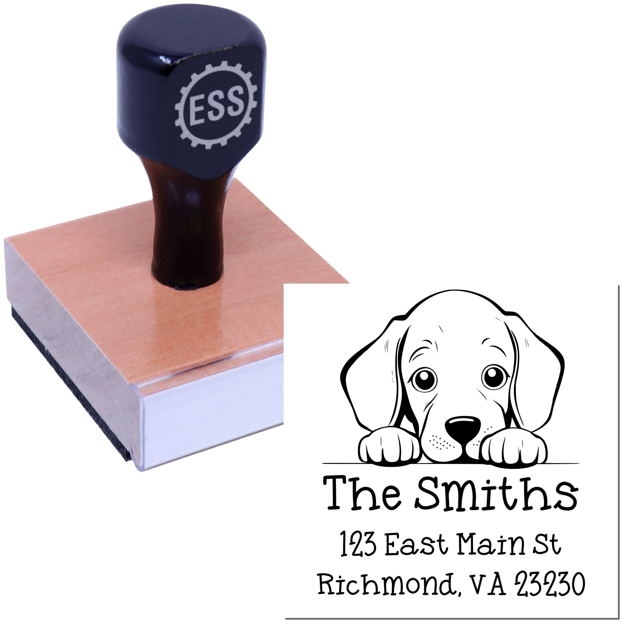Wood Handle Weimaraner Puppy Personalized Home Address Stamp - Engineer Seal Stamps